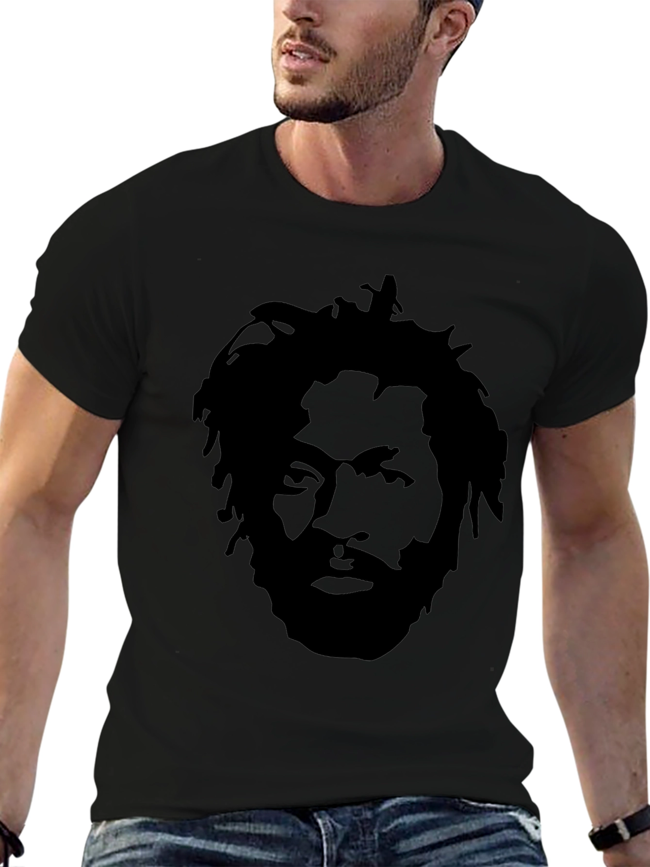 Black T-Shirt with Face Graphic