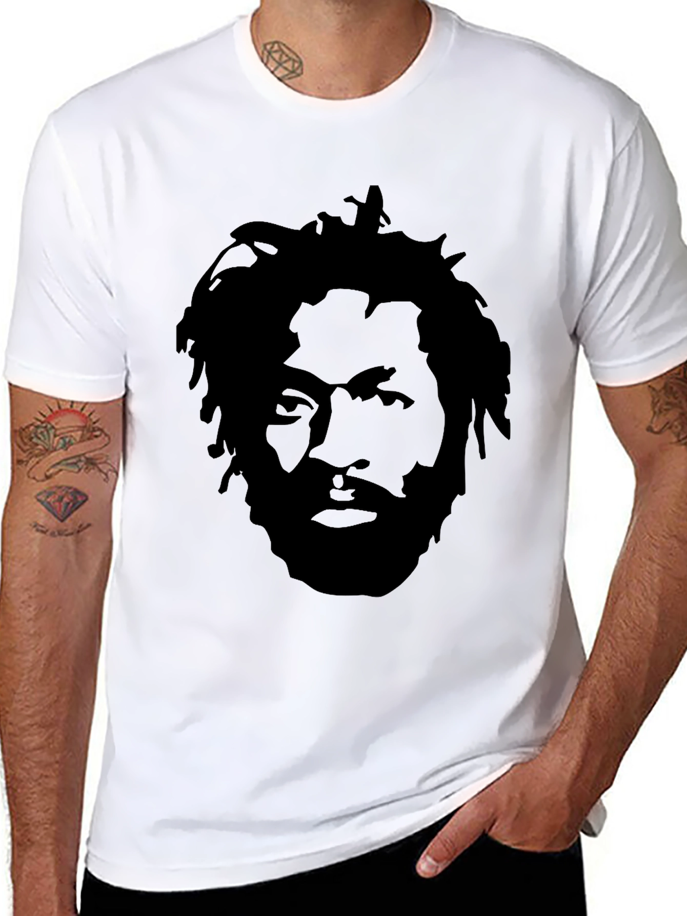 Black T-Shirt with Face Graphic