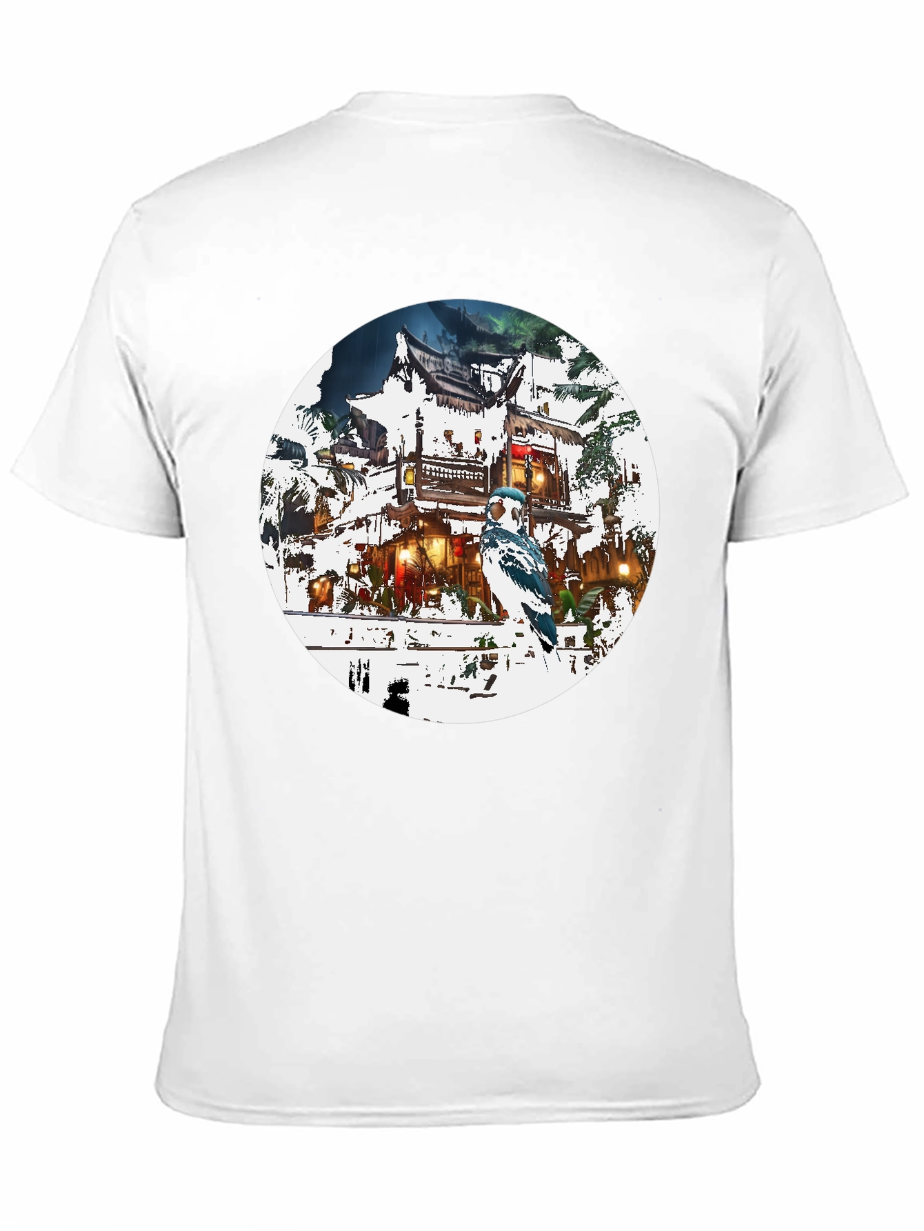 Asian-Inspired T-Shirt with Bird Design