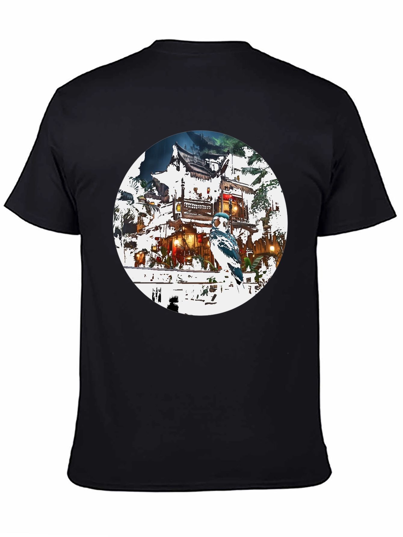 Asian-Inspired T-Shirt with Bird Design
