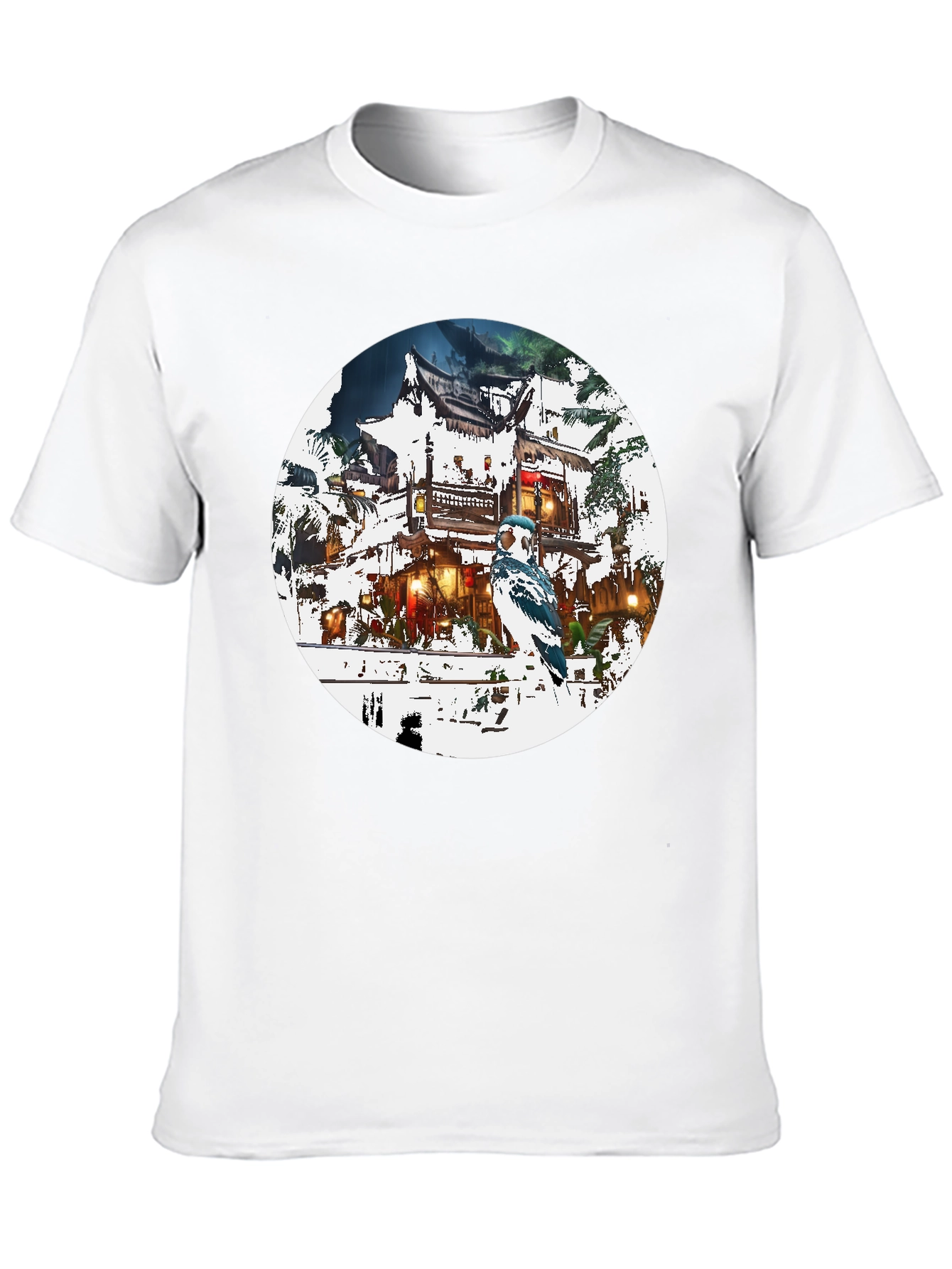 Asian-Inspired T-Shirt with Bird Design
