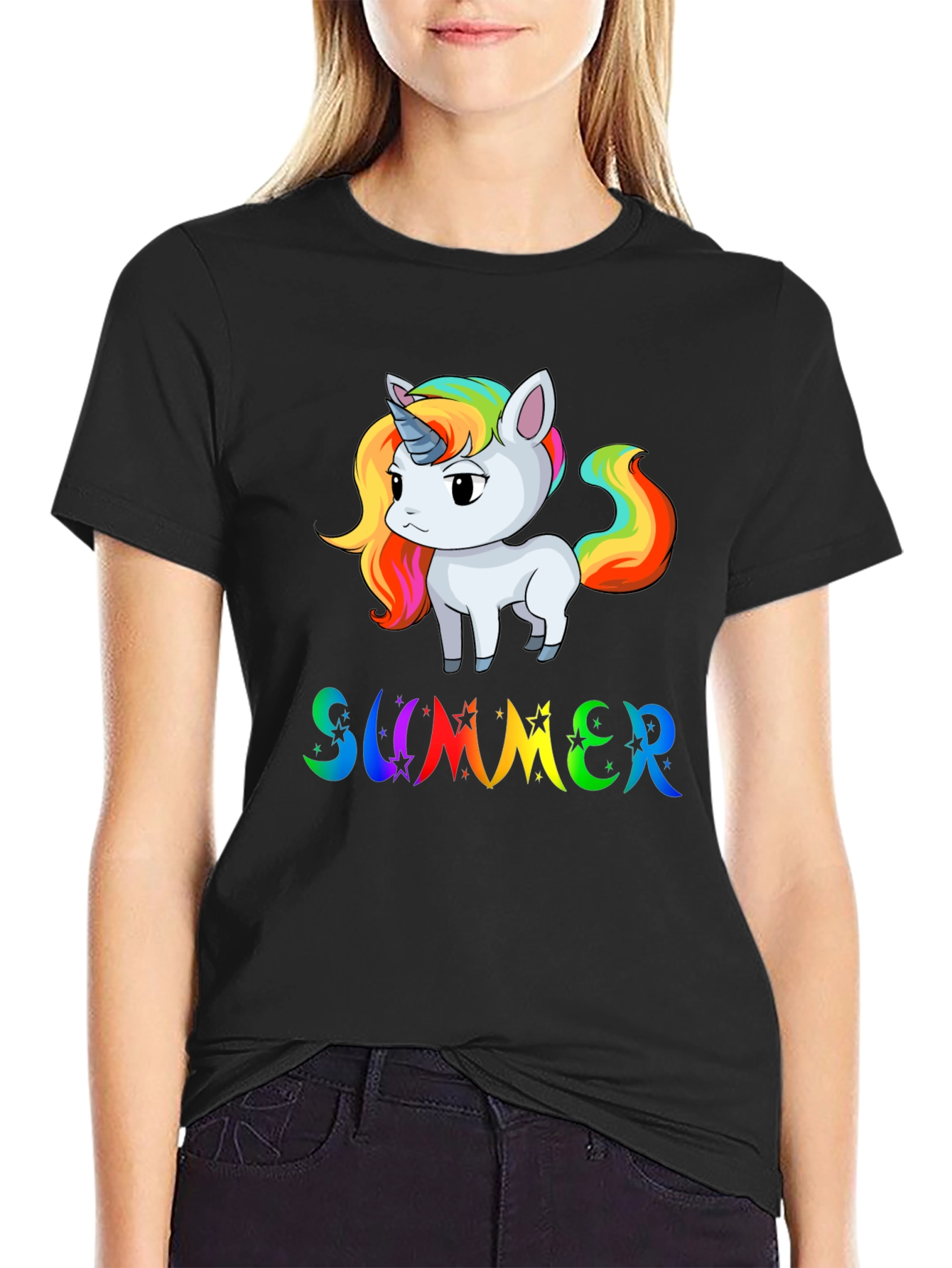 Unicorn Summer Black T-Shirt