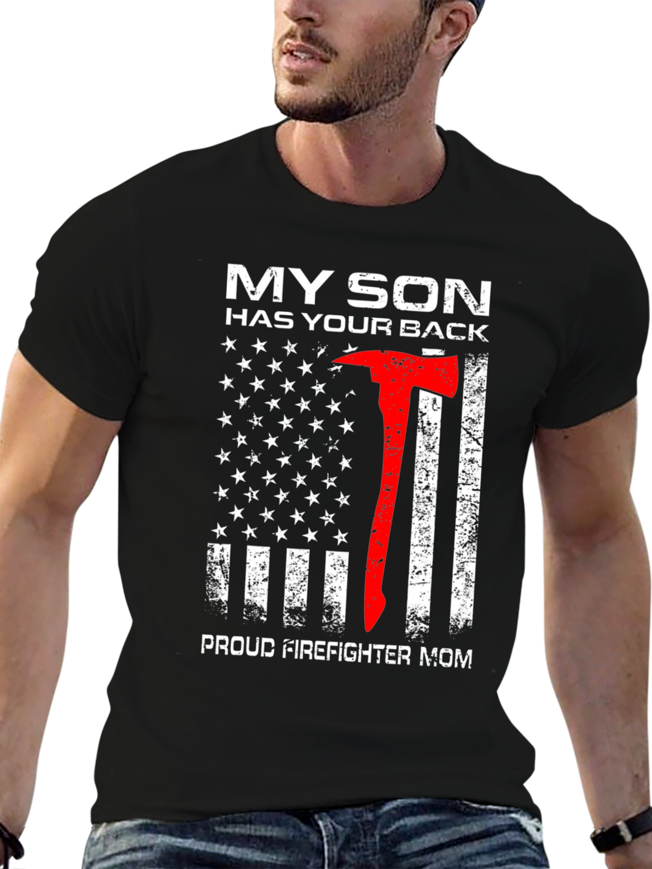 Firefighter Mom T-Shirt - My Son Has Your Back