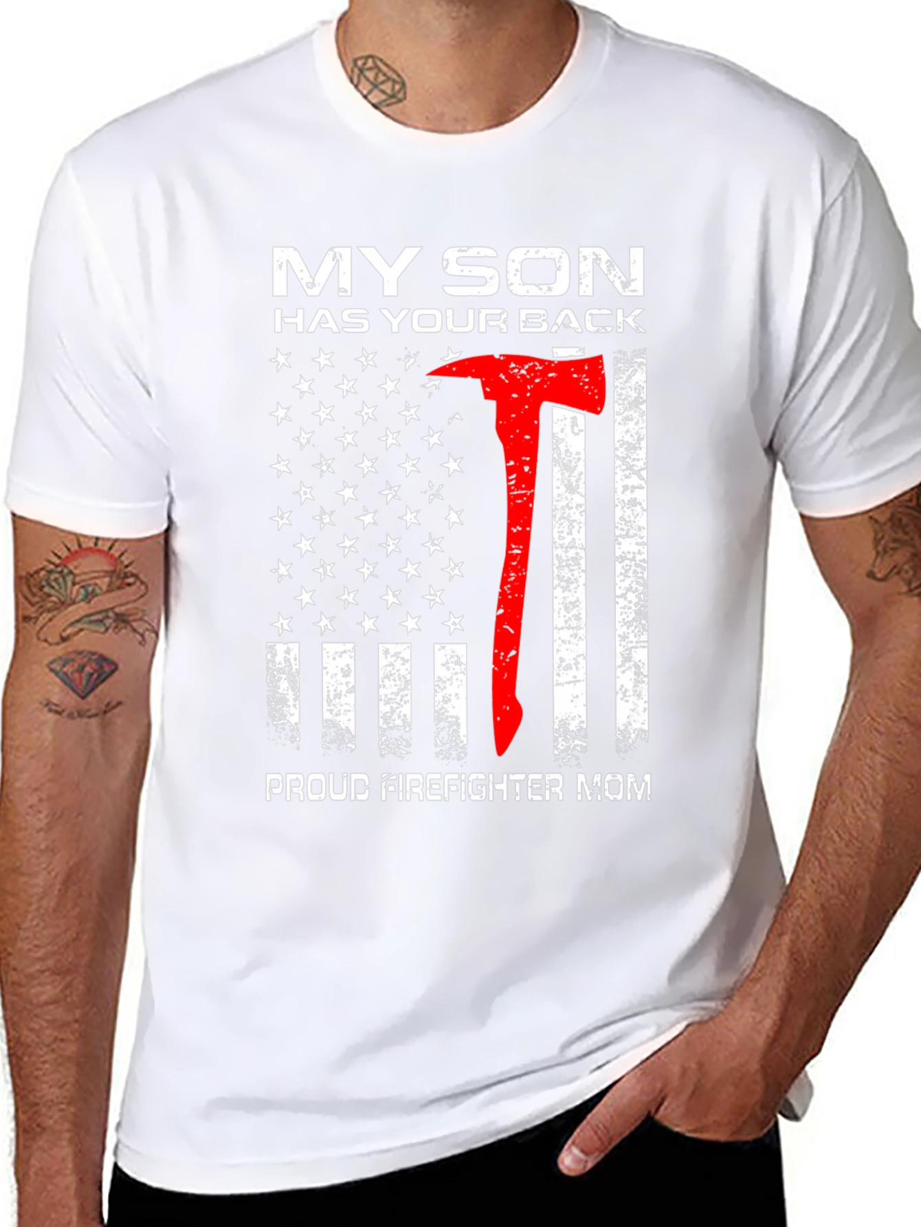 Firefighter Mom T-Shirt - My Son Has Your Back