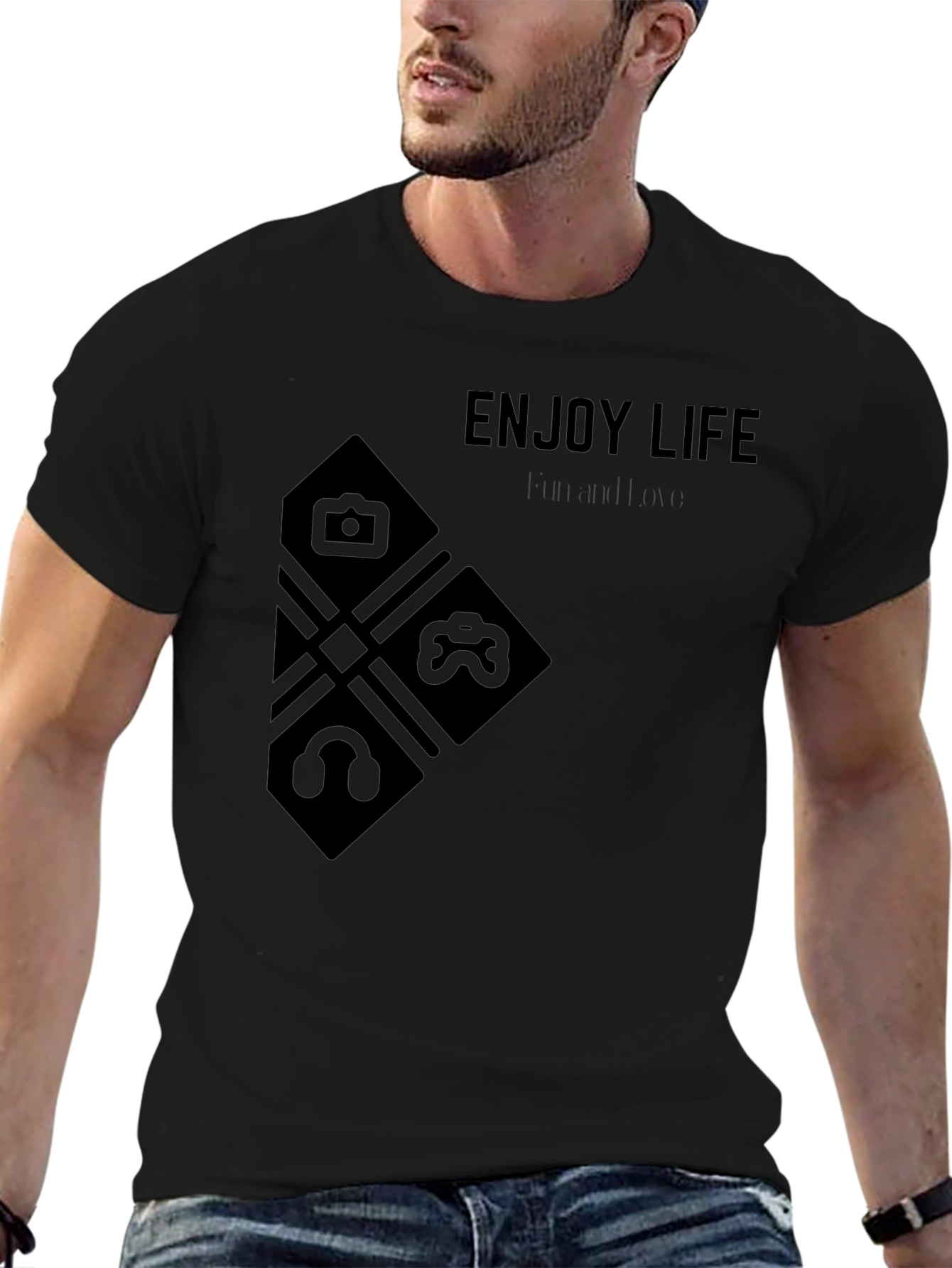 Enjoy Life Black T-Shirt with Modern Design