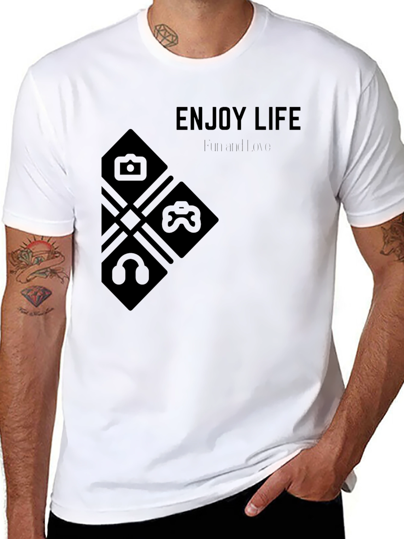 Enjoy Life Black T-Shirt with Modern Design