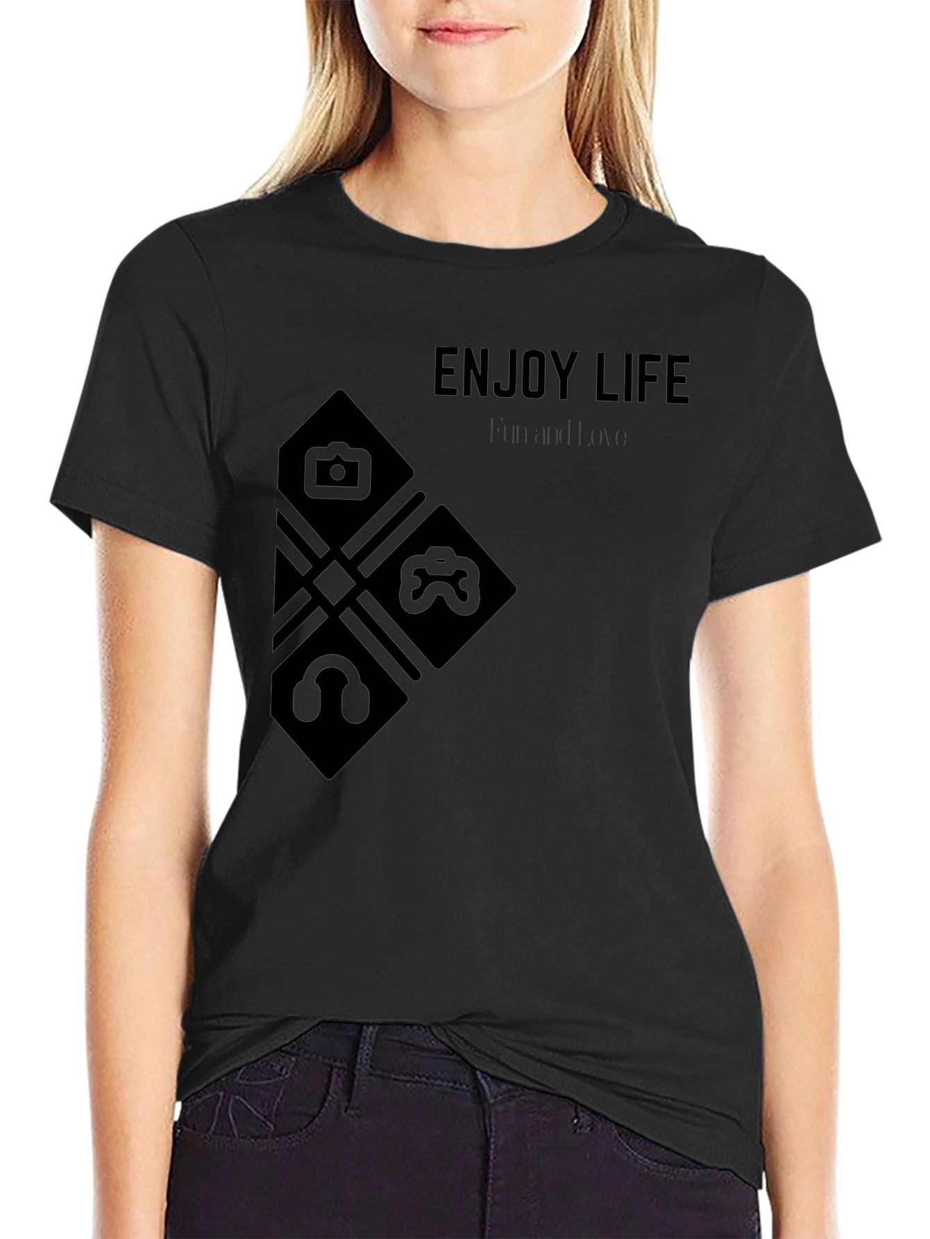 Enjoy Life Black T-Shirt with Modern Design
