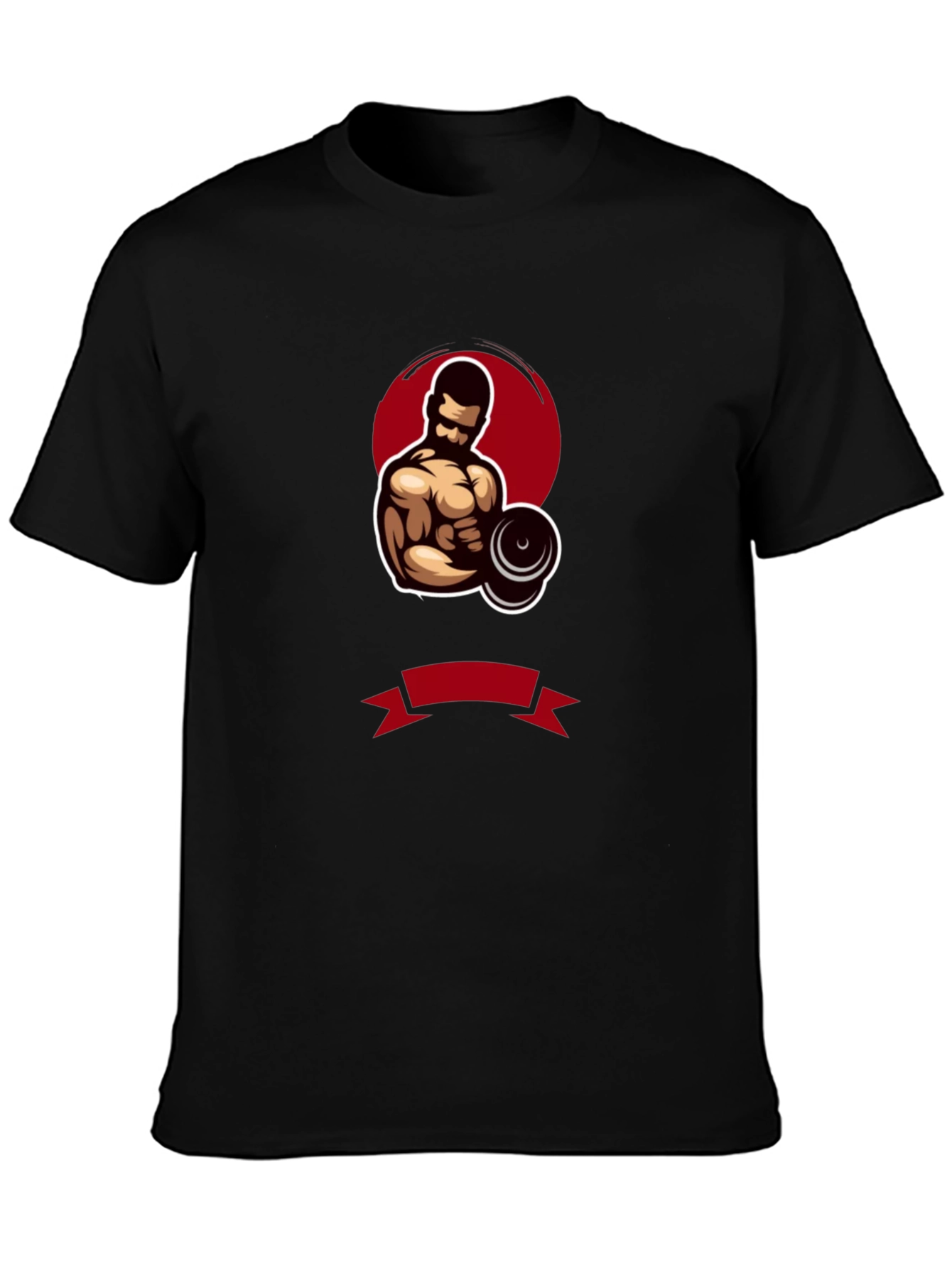 Gym Bodybuilder Graphic Tee - Black Cotton Blend