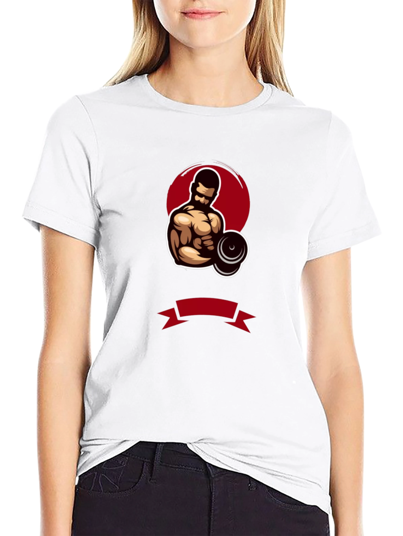 Gym Bodybuilder Graphic Tee - Black Cotton Blend