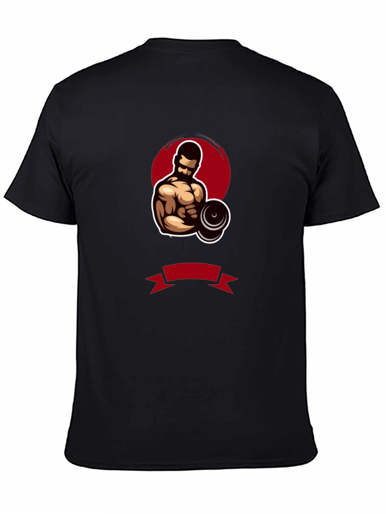 Gym Bodybuilder Graphic Tee - Black Cotton Blend