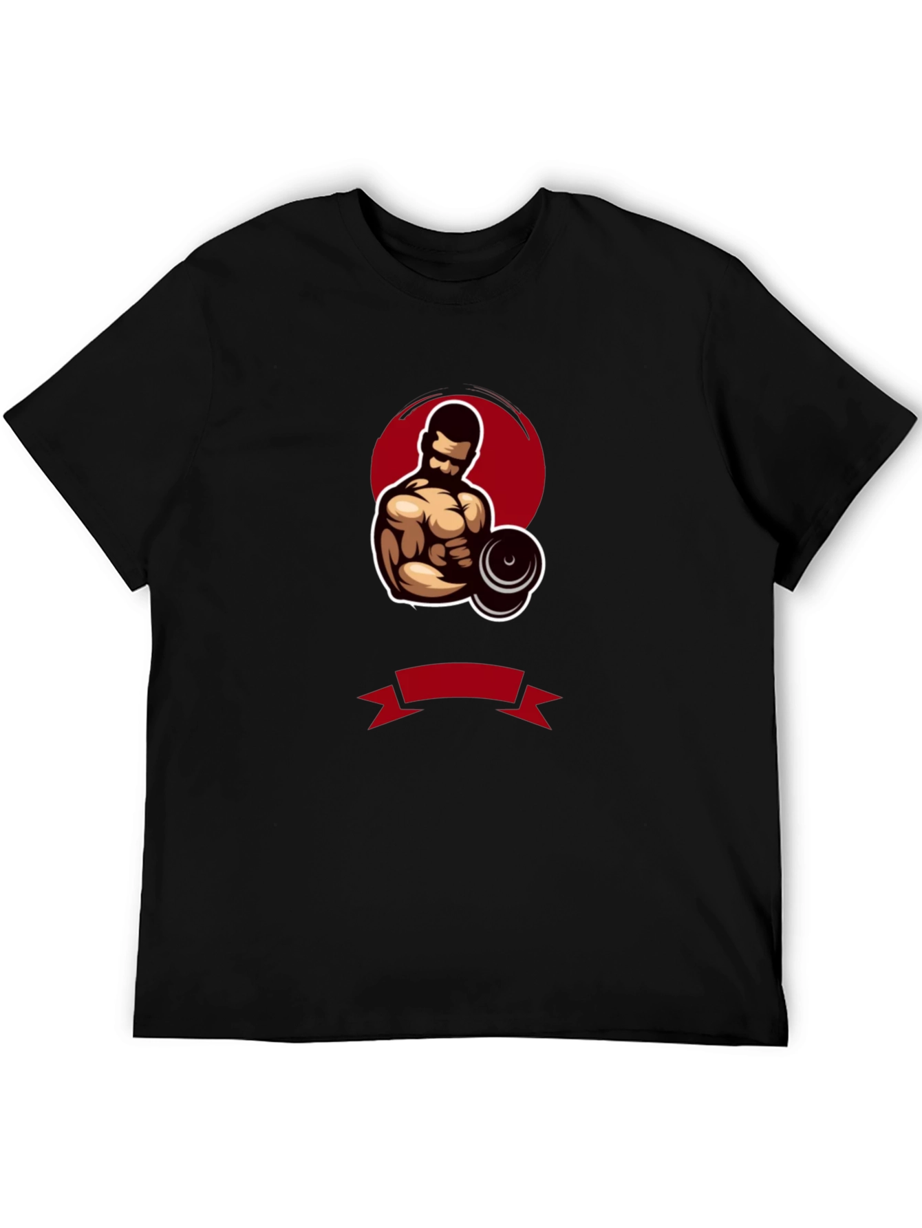 Gym Bodybuilder Graphic Tee - Black Cotton Blend