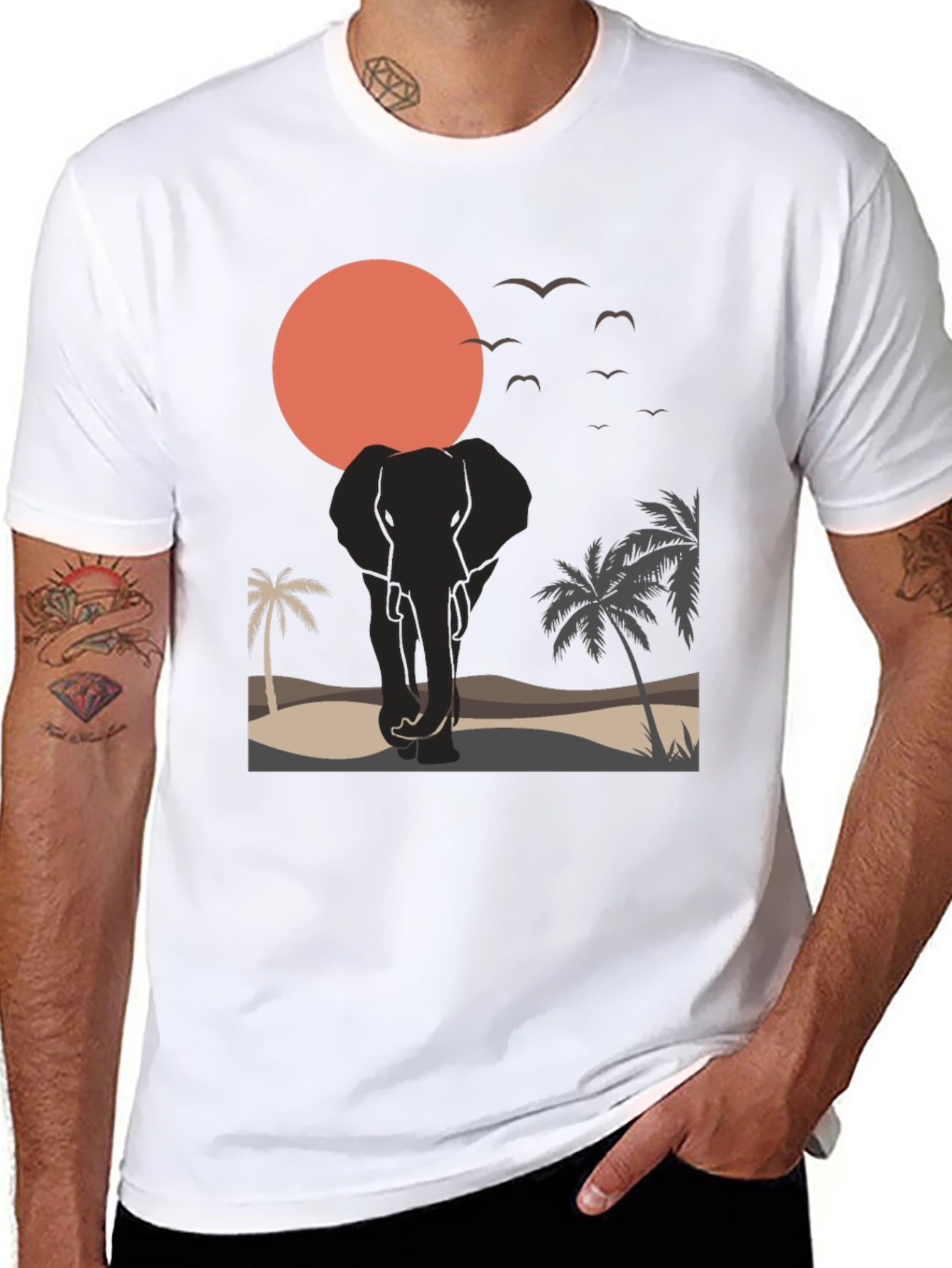 Elephant Sunset Graphic Tee - Wildlife T-Shirt