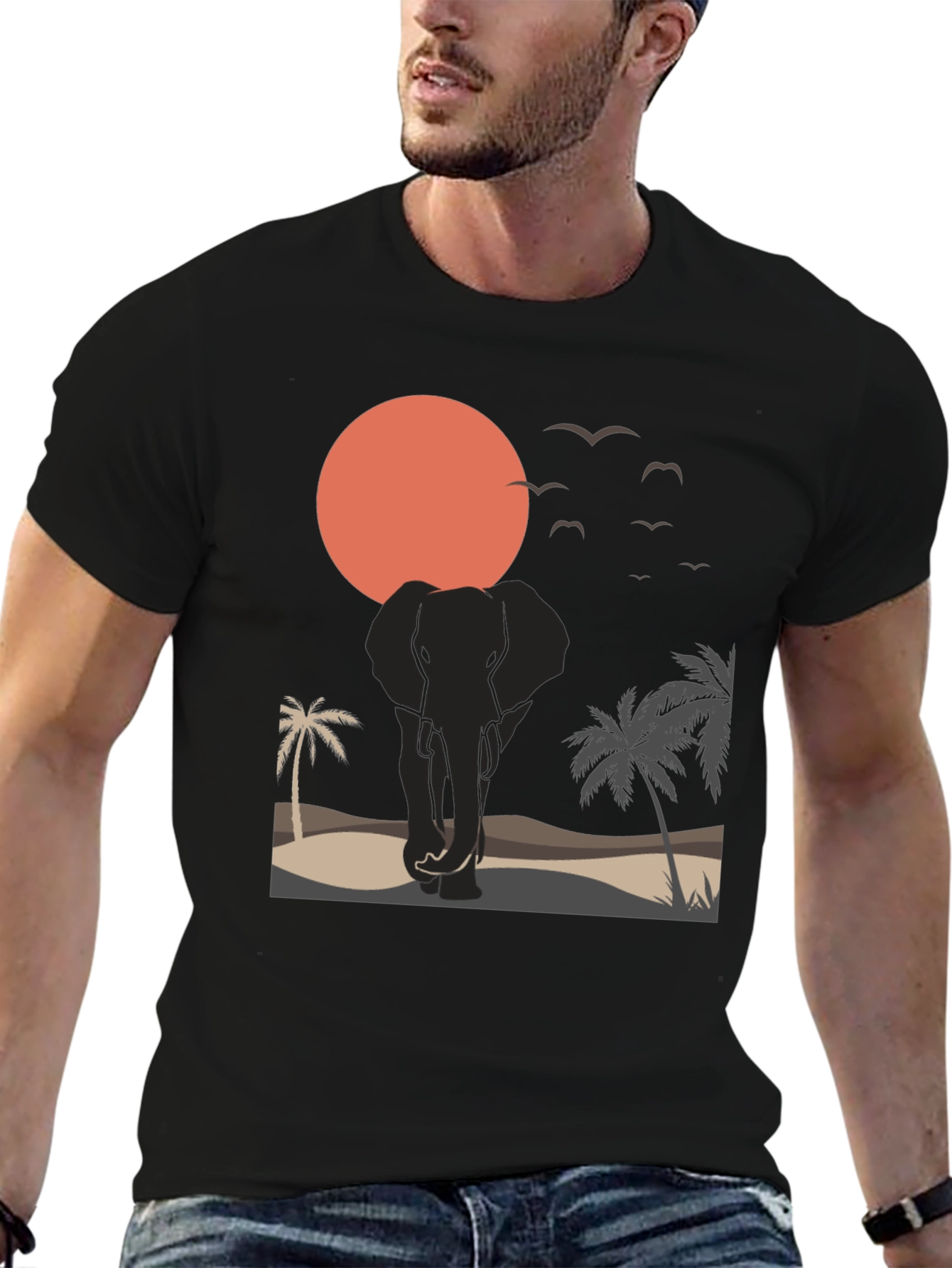 Elephant Sunset Graphic Tee - Wildlife T-Shirt