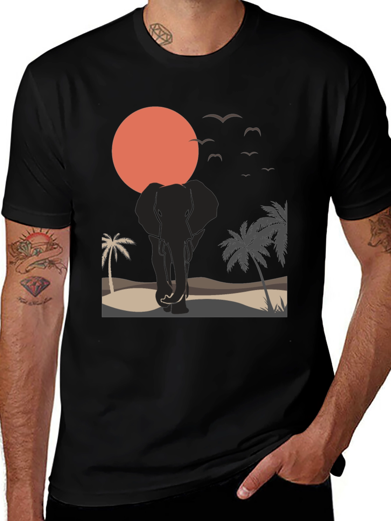 Elephant Sunset Graphic Tee - Wildlife T-Shirt