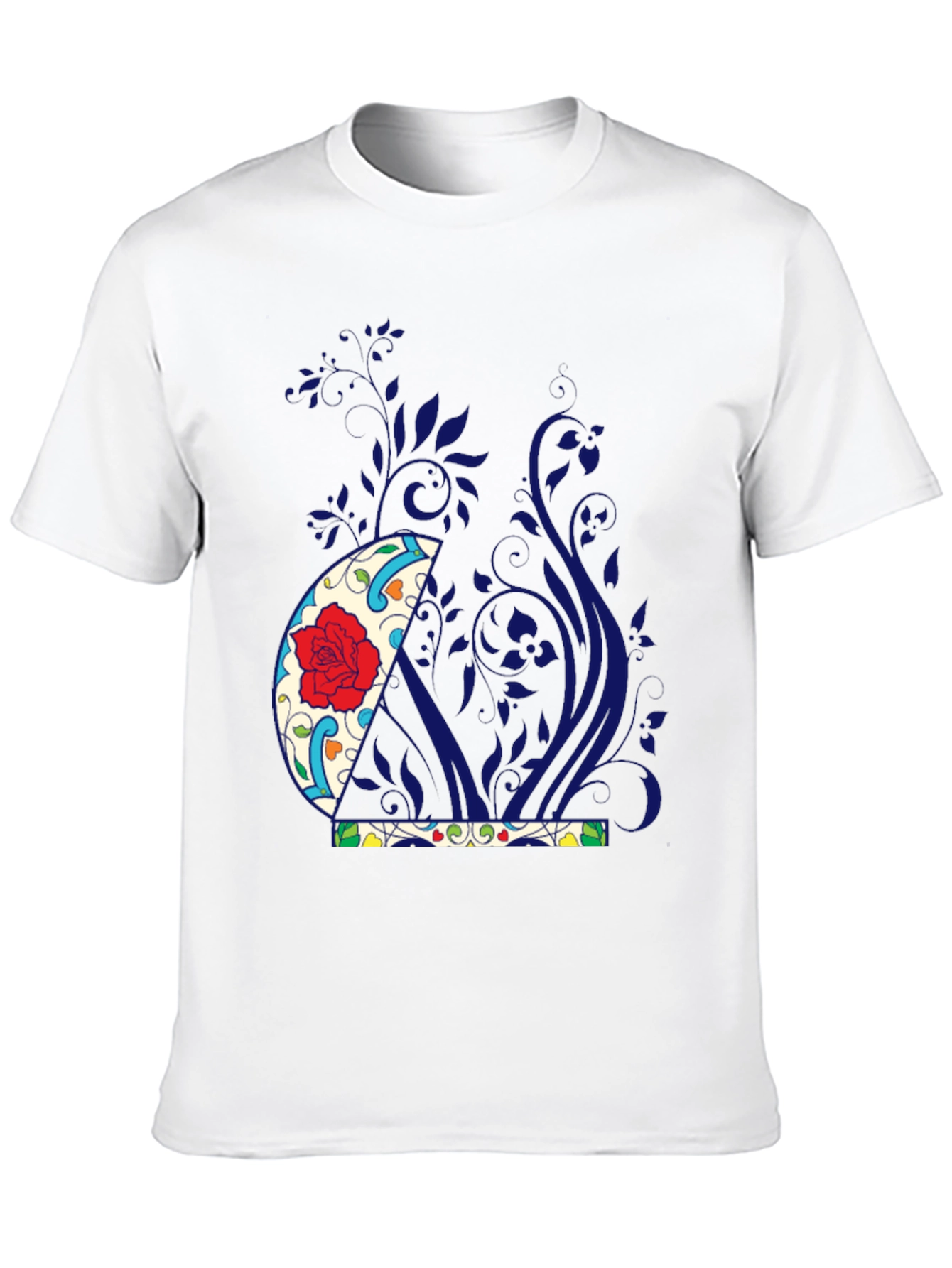 Floral Crescent Graphic Black Tee
