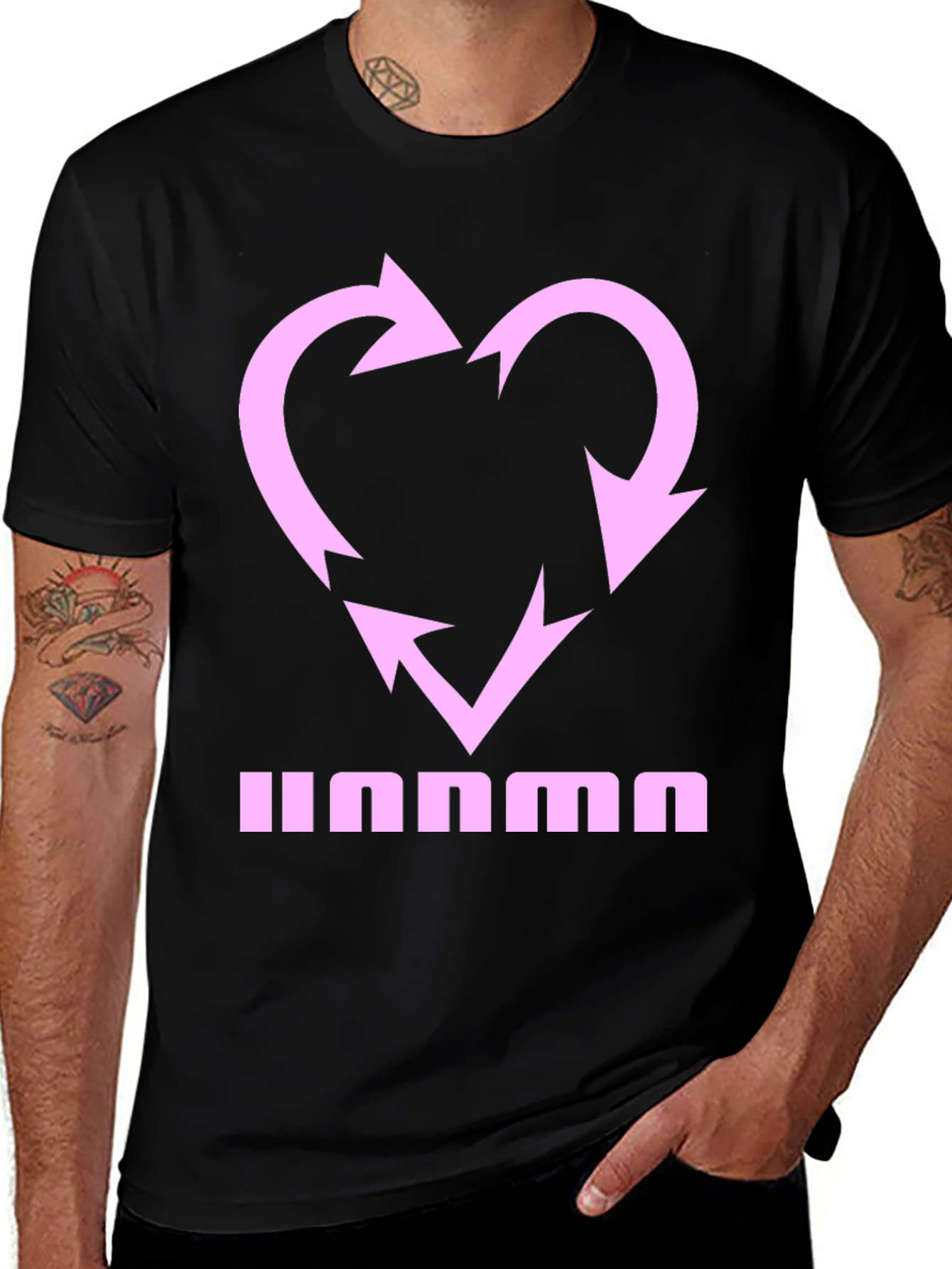 Heart Recycle Graphic Tee - Black Casual Shirt