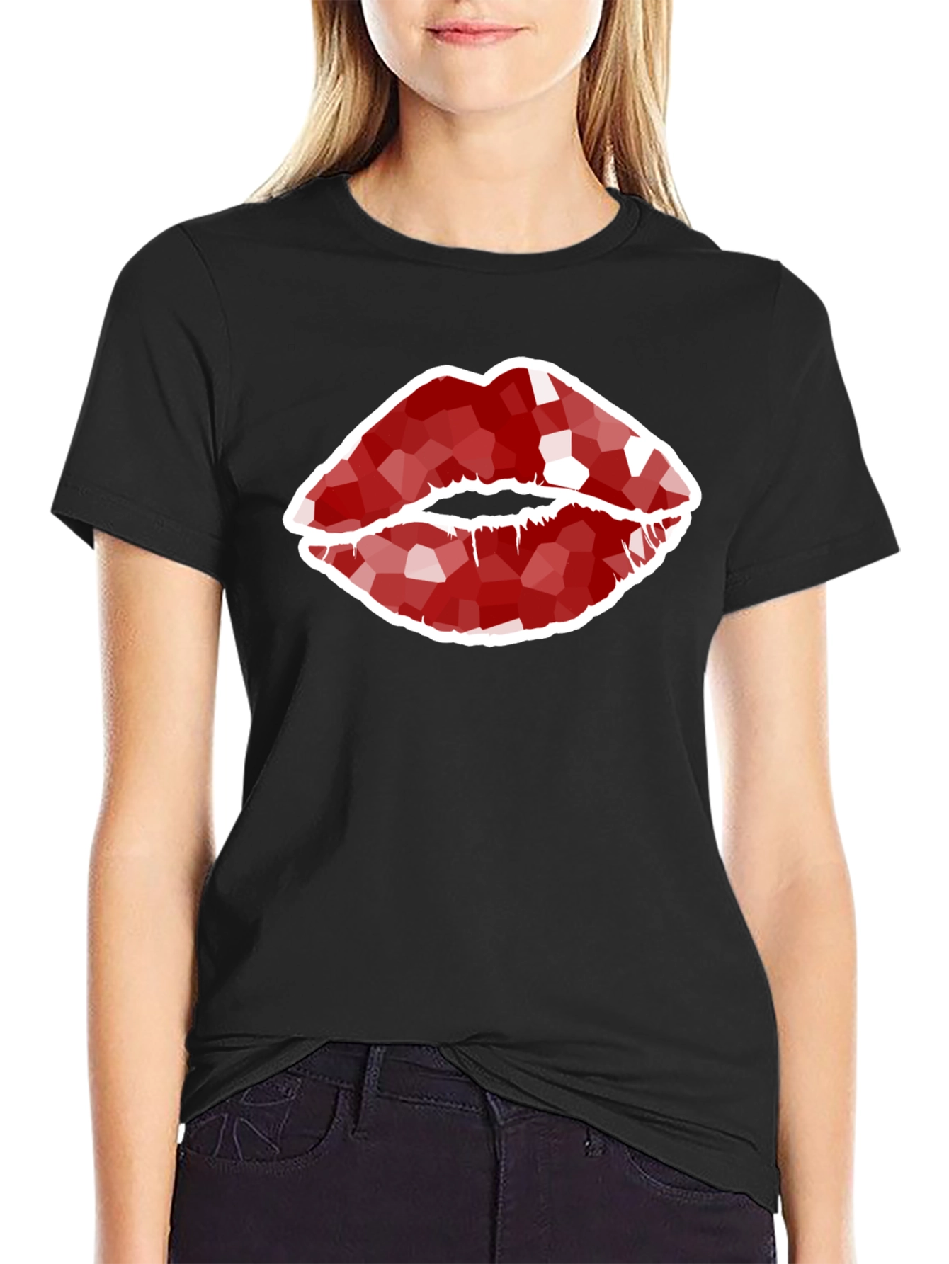 Geometric Lips Graphic Print Mens T-Shirt