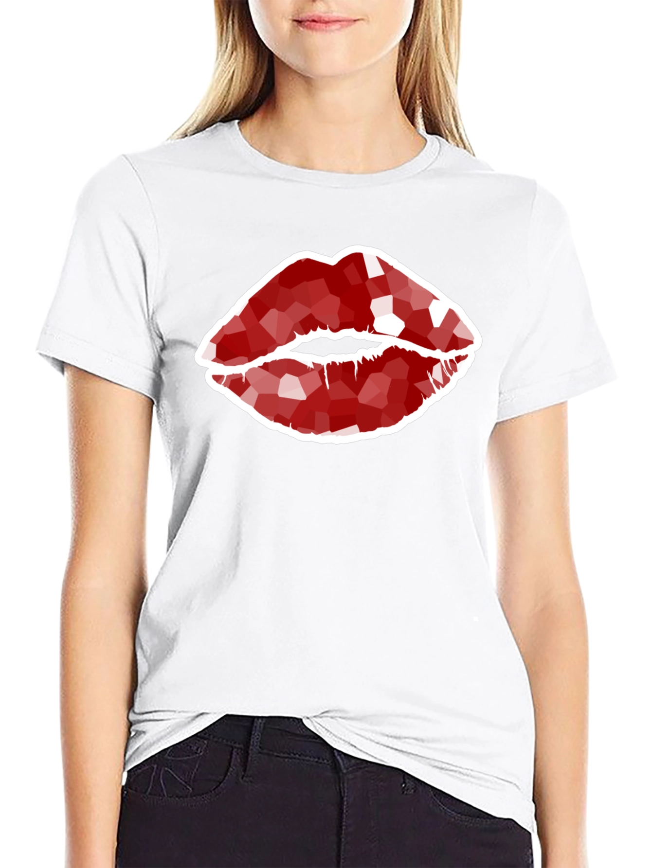 Geometric Lips Graphic Print Mens T-Shirt