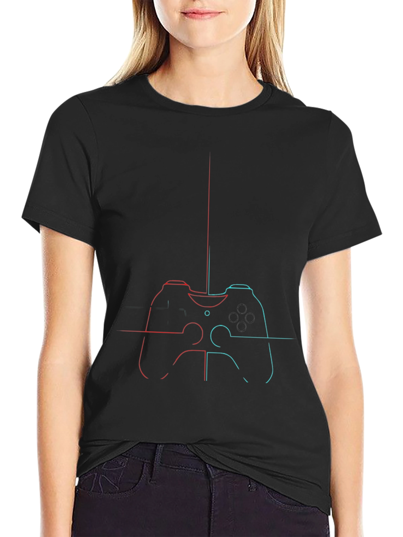 Gamer T-Shirt: Controller Design in Red and Blue