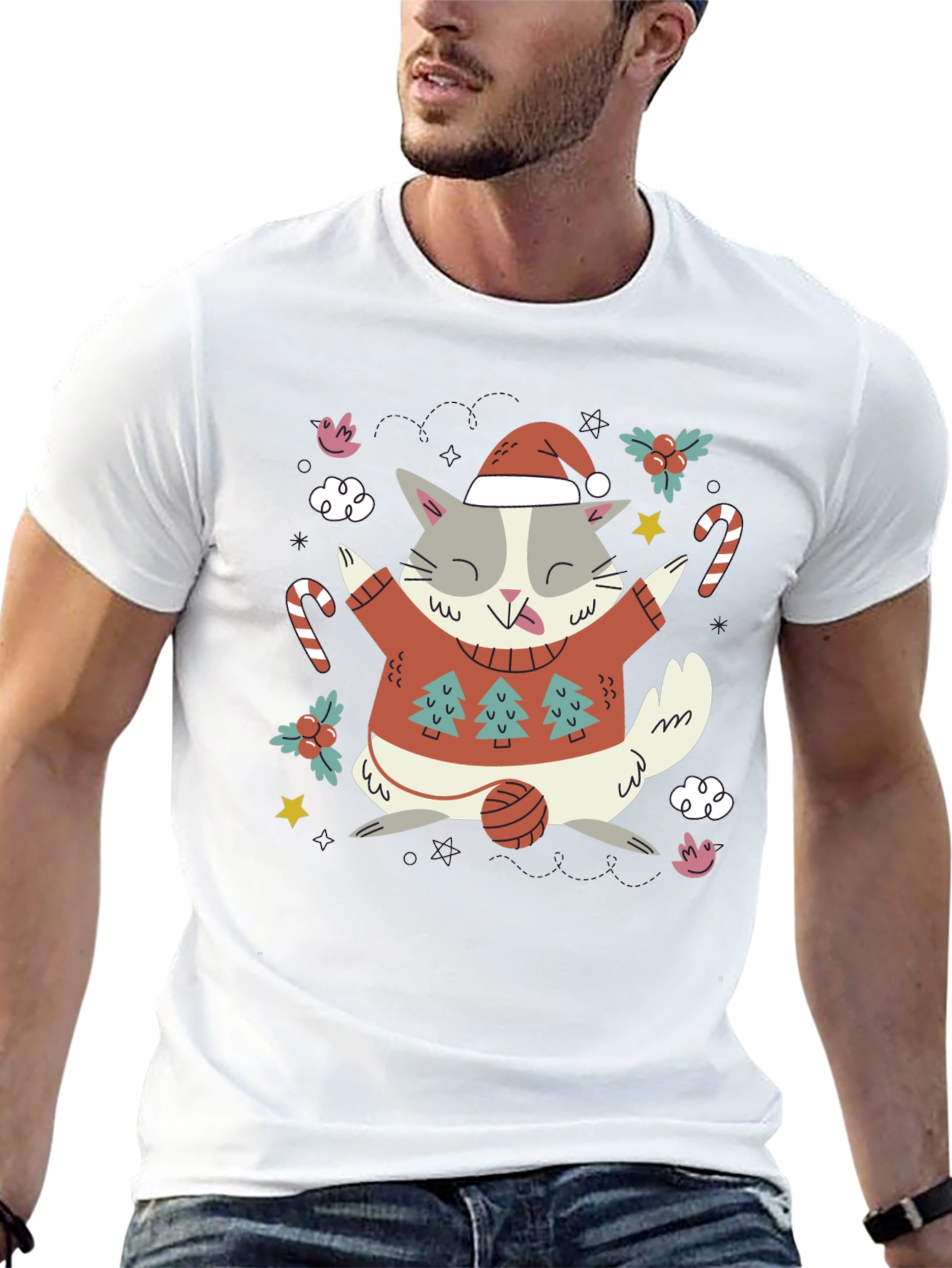 Festive Cat Christmas T-Shirt