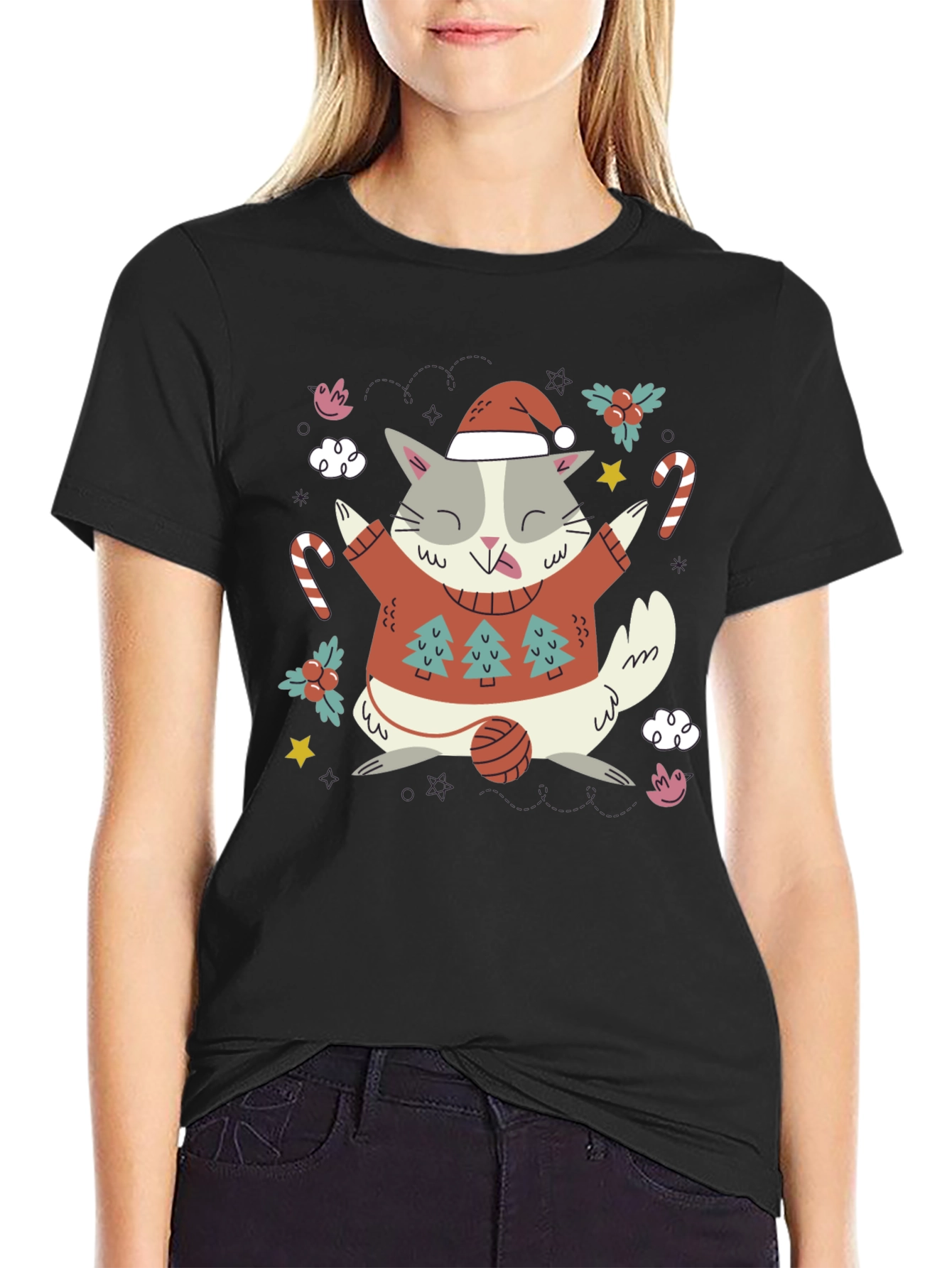 Festive Cat Christmas T-Shirt