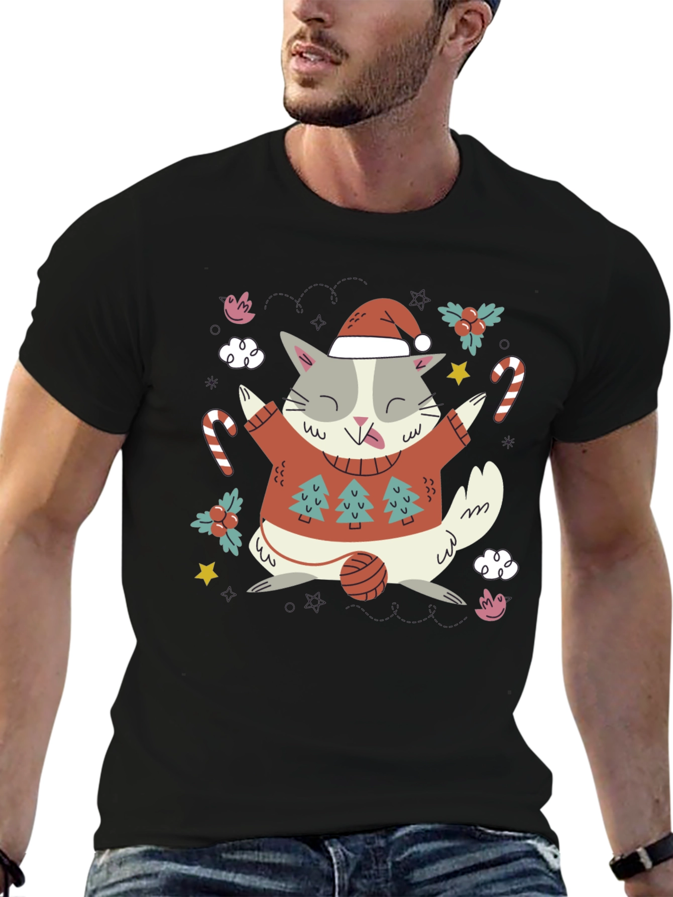 Festive Cat Christmas T-Shirt