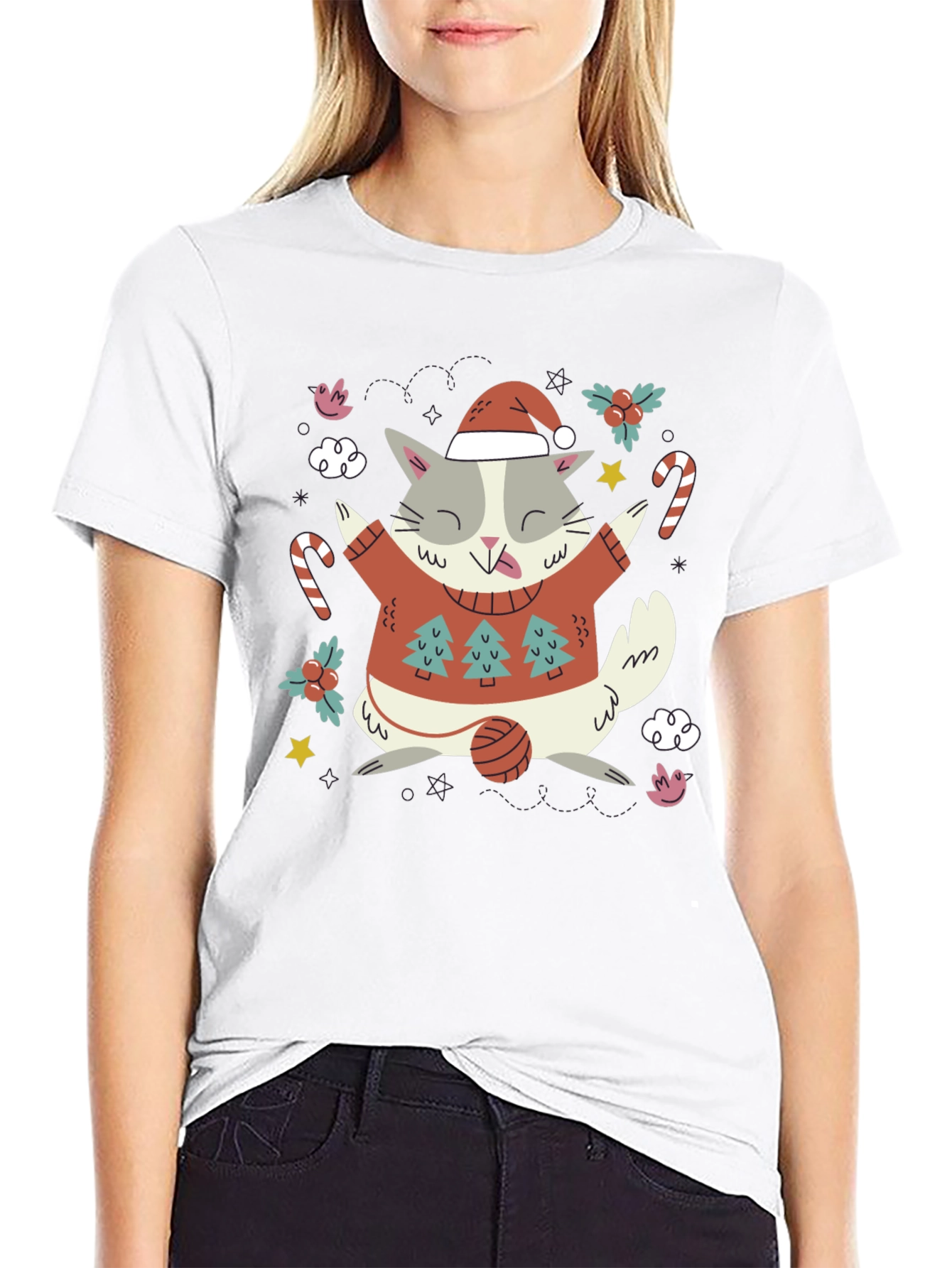 Festive Cat Christmas T-Shirt