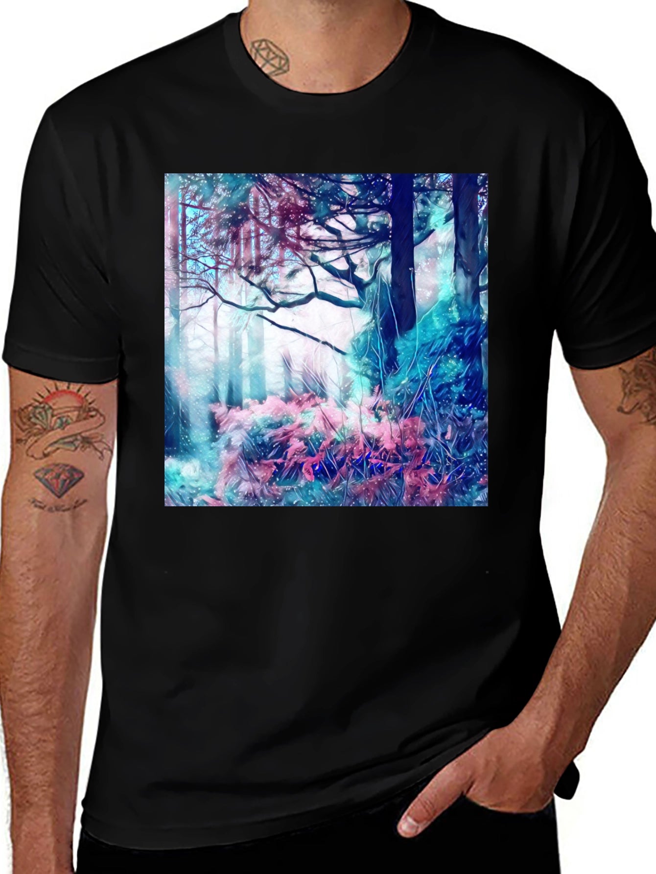Abstract Forest Graphic Tee - Modern Art Shirt