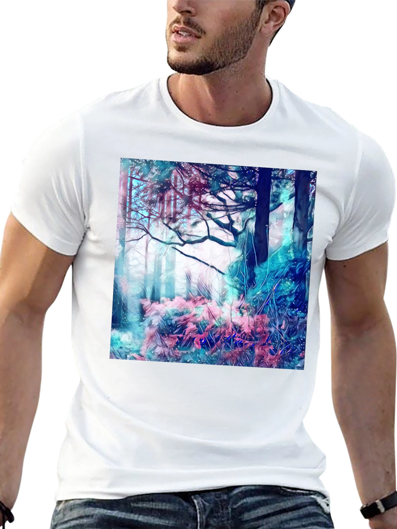 Abstract Forest Graphic Tee - Modern Art Shirt