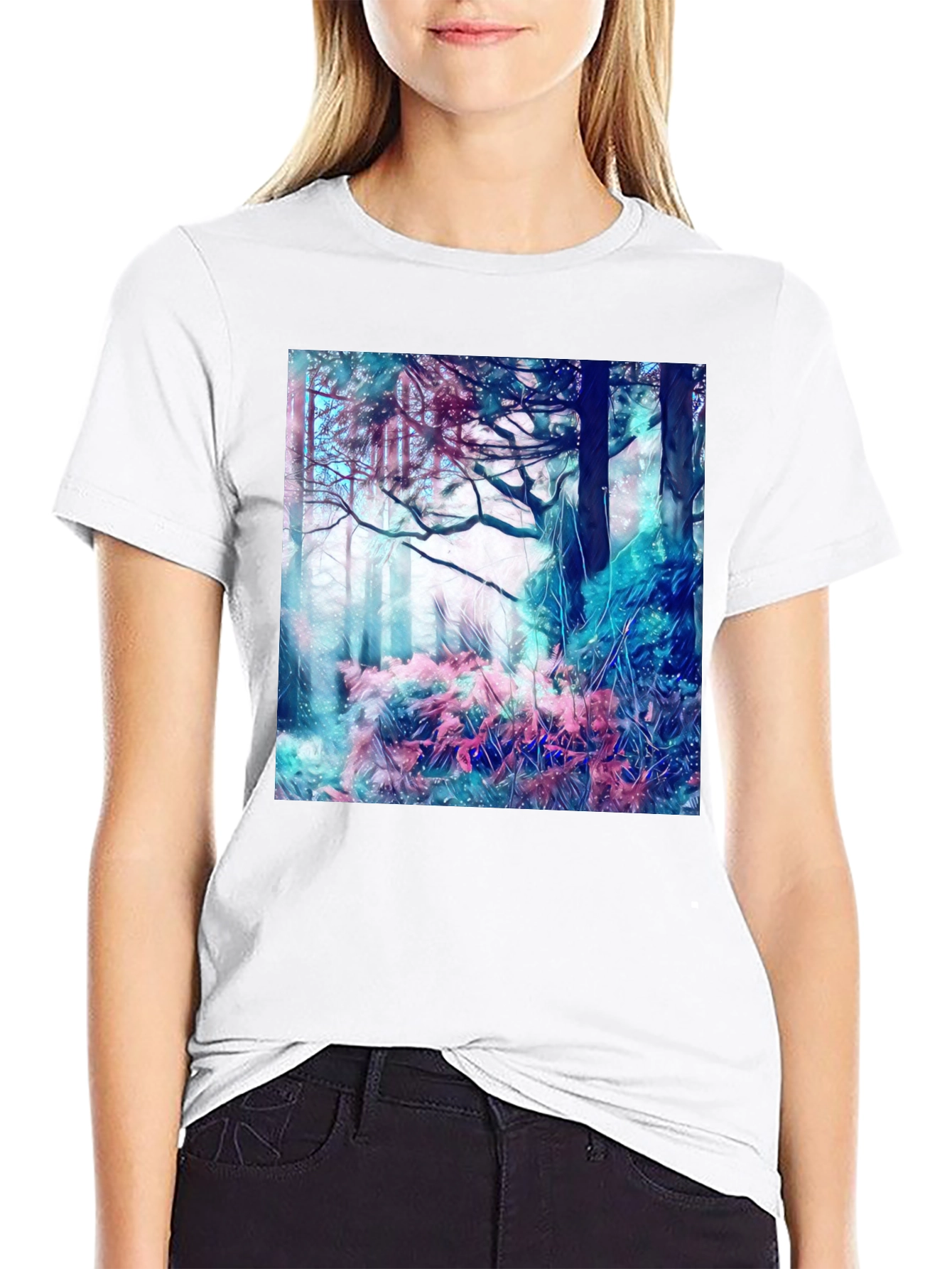 Abstract Forest Graphic Tee - Modern Art Shirt