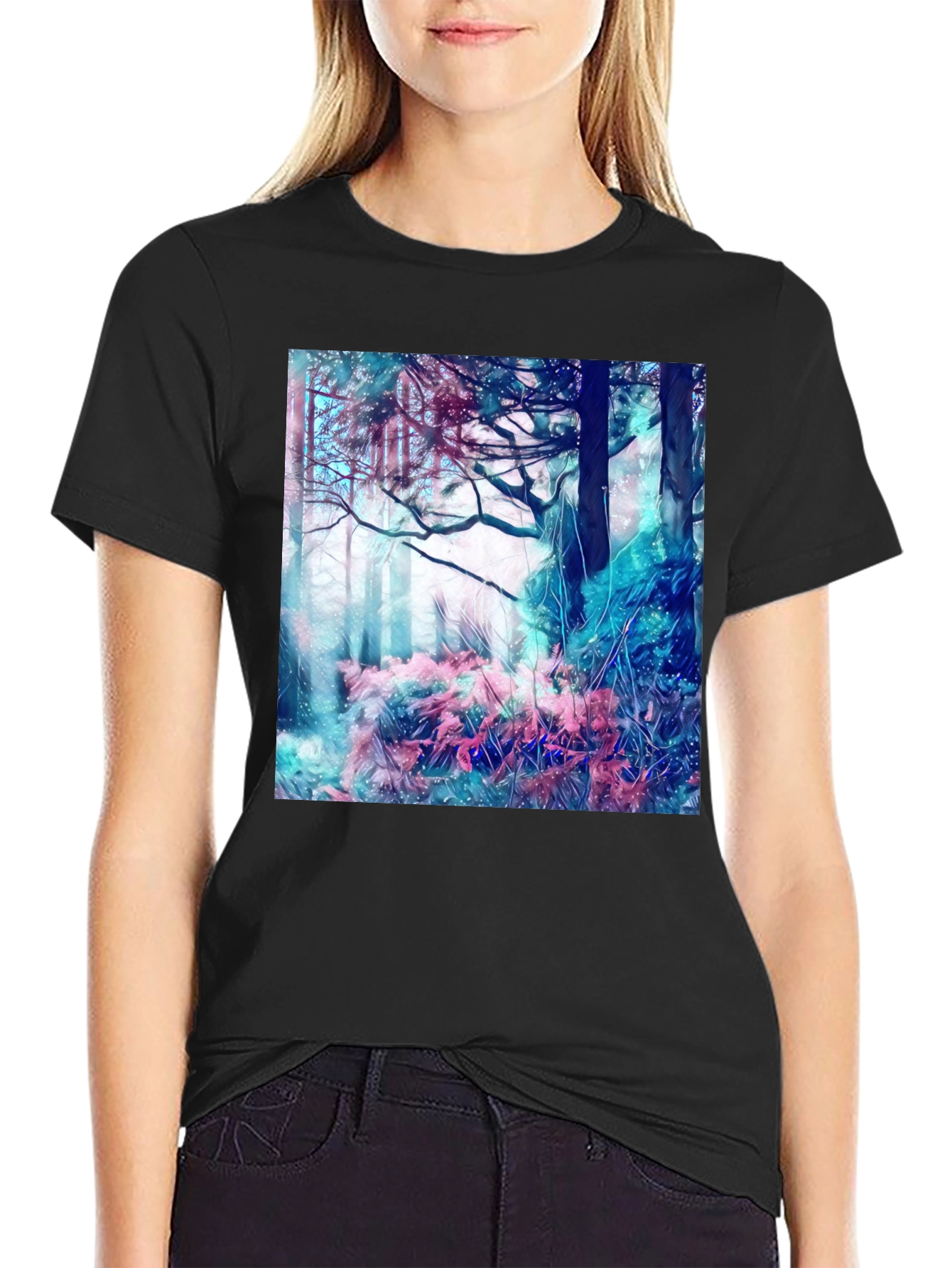 Abstract Forest Graphic Tee - Modern Art Shirt
