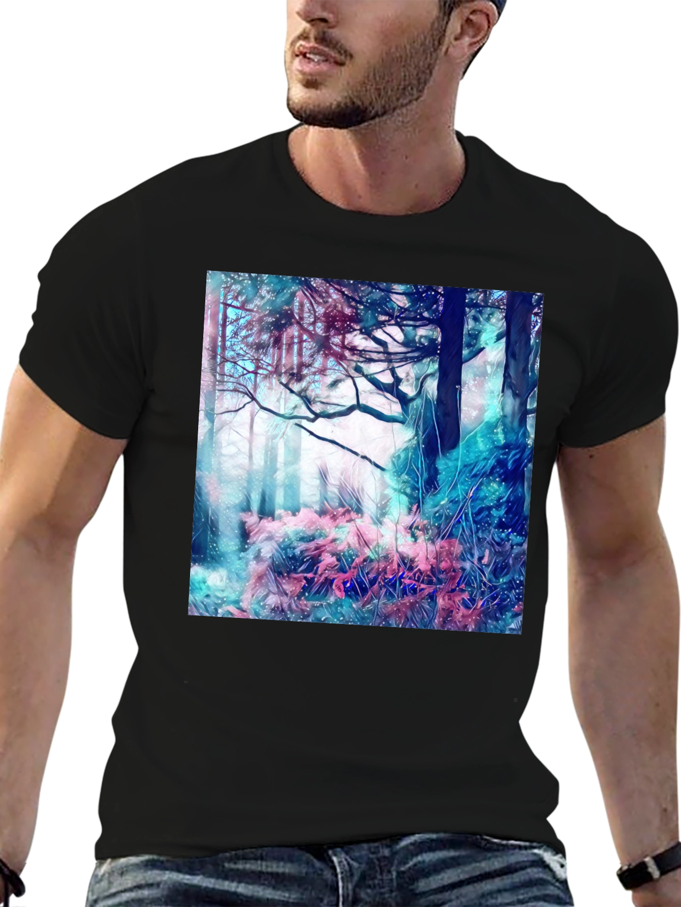 Abstract Forest Graphic Tee - Modern Art Shirt