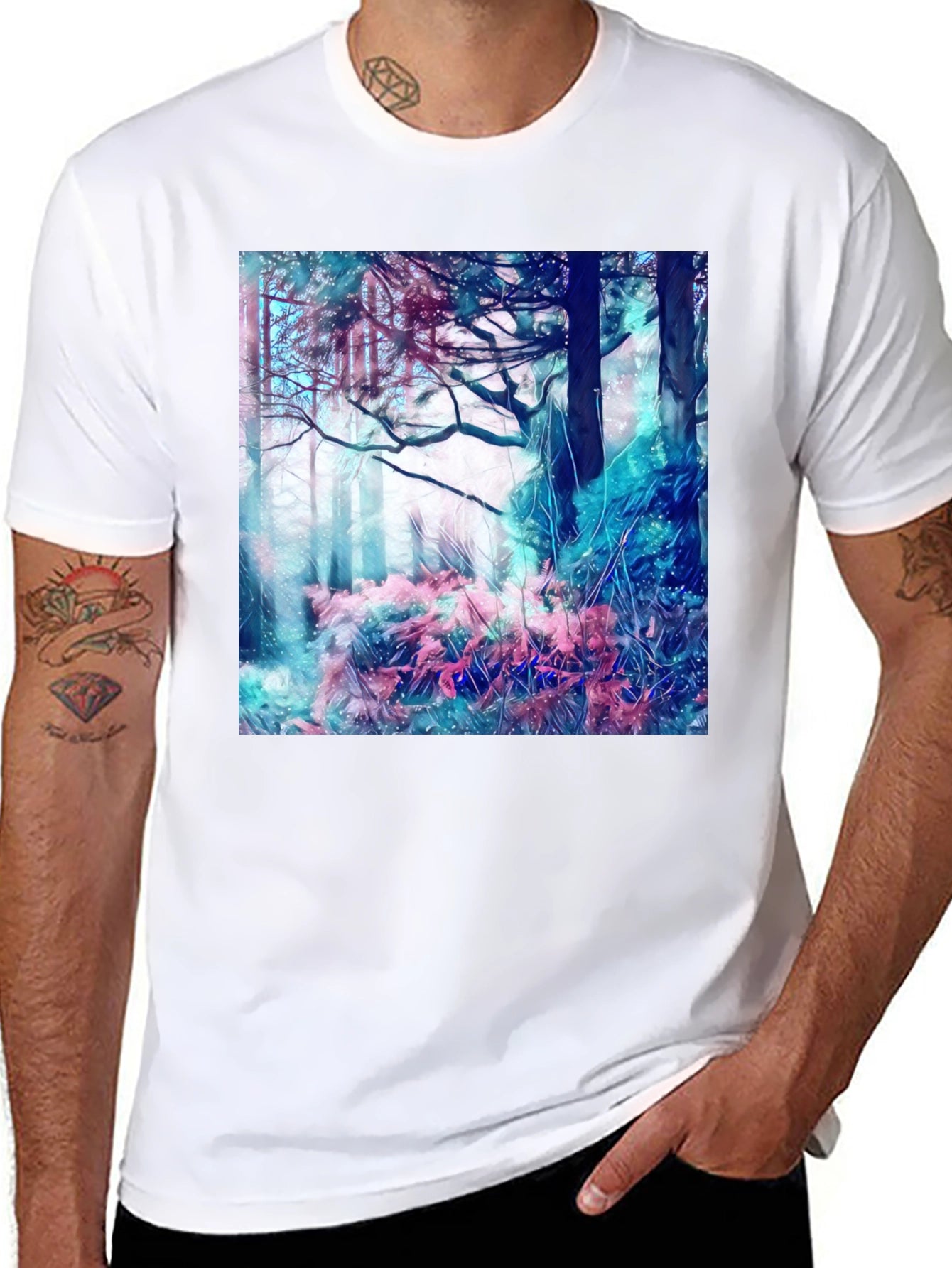 Abstract Forest Graphic Tee - Modern Art Shirt