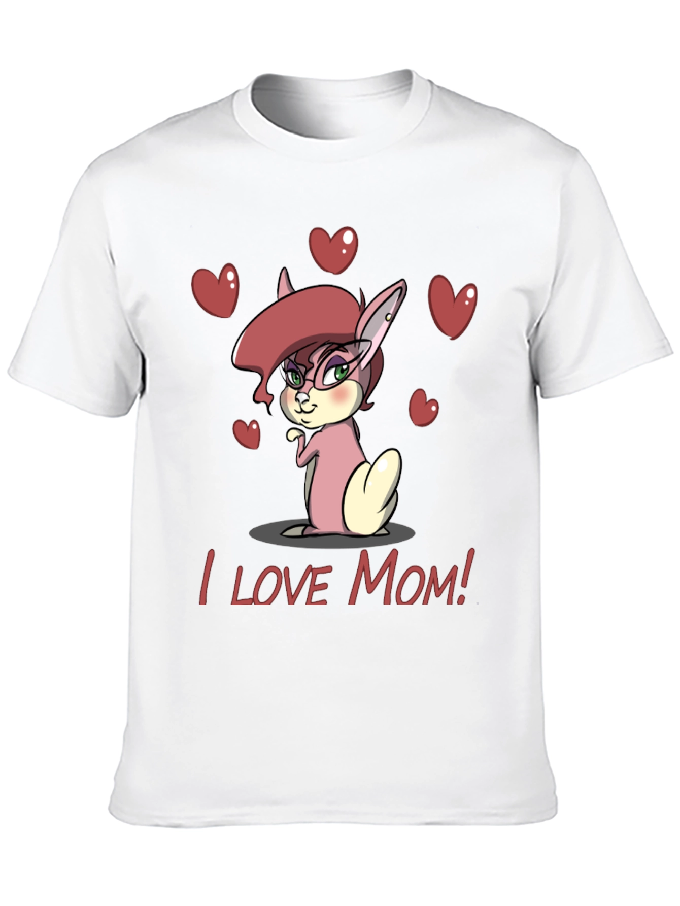 I Love Mom Bunny Graphic Tee - Black