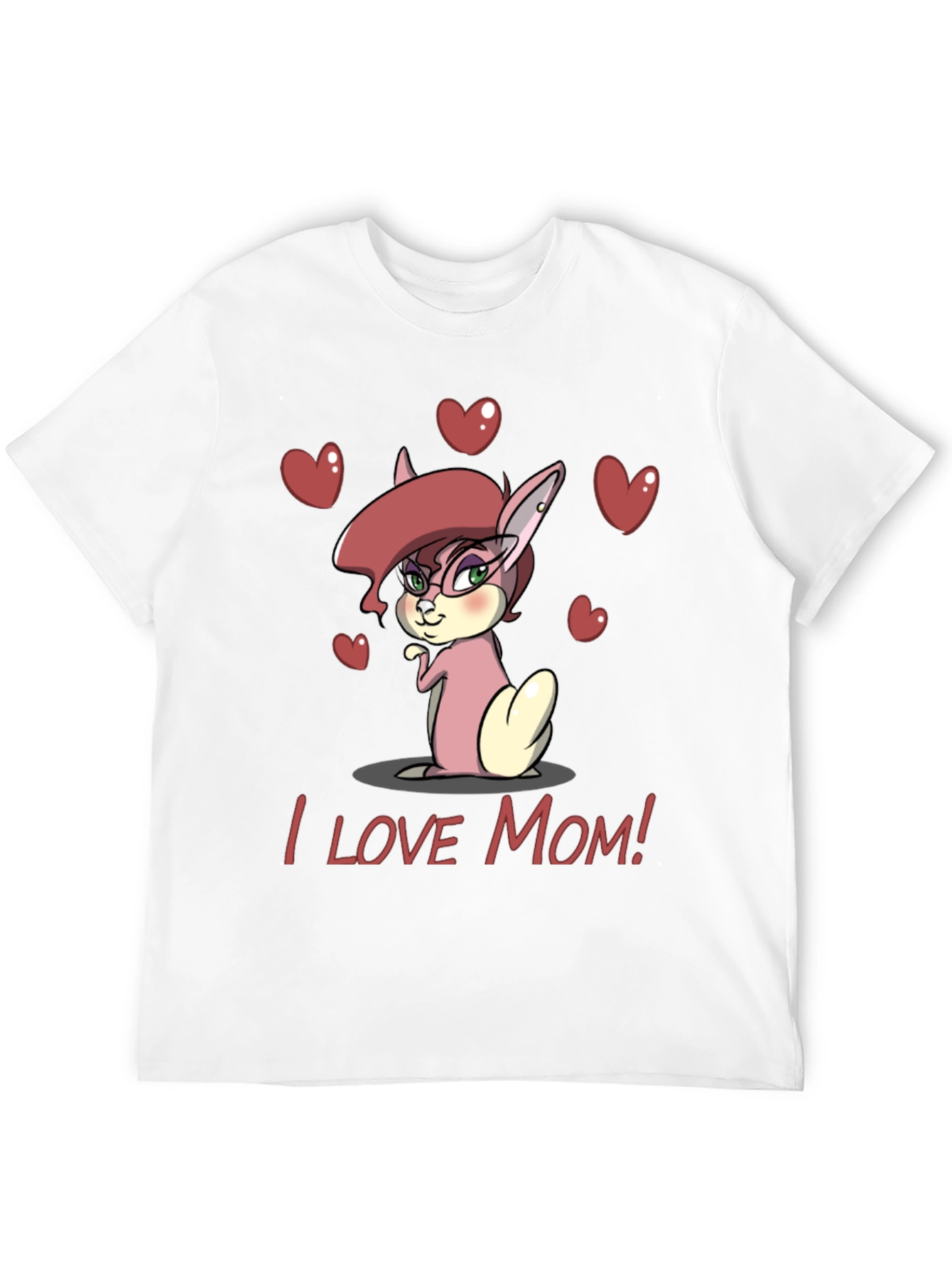 I Love Mom Bunny Graphic Tee - Black