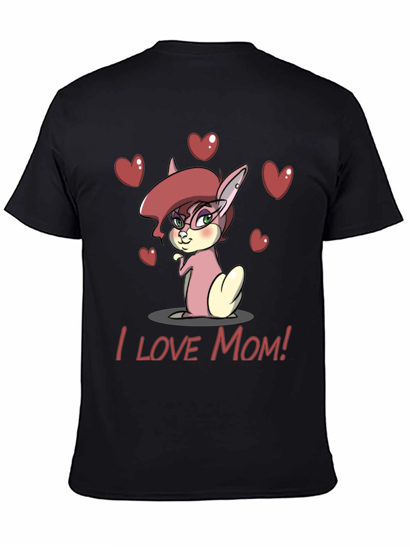 I Love Mom Bunny Graphic Tee - Black