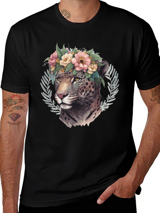 Floral Jaguar Graphic Tee - Stylish & Unique