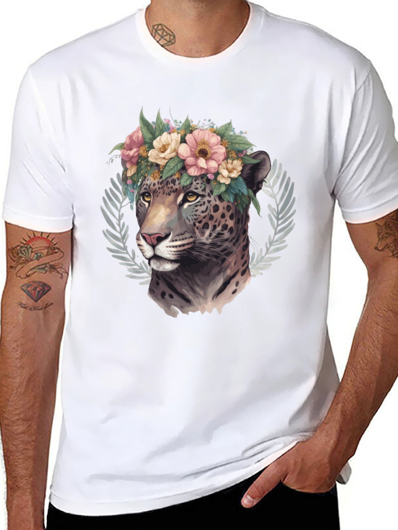 Floral Jaguar Graphic Tee - Stylish & Unique