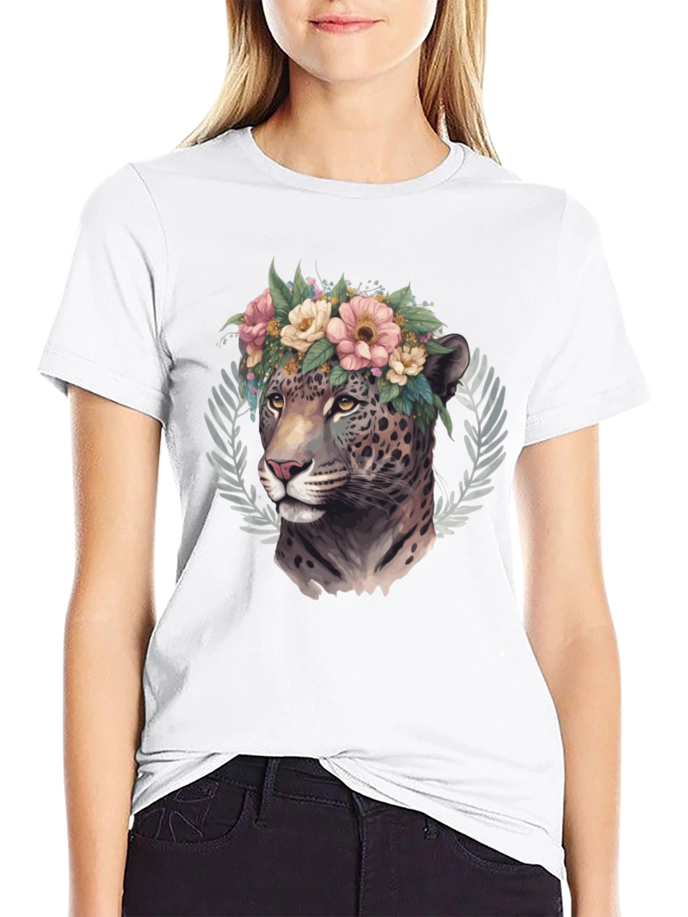 Floral Jaguar Graphic Tee - Stylish & Unique