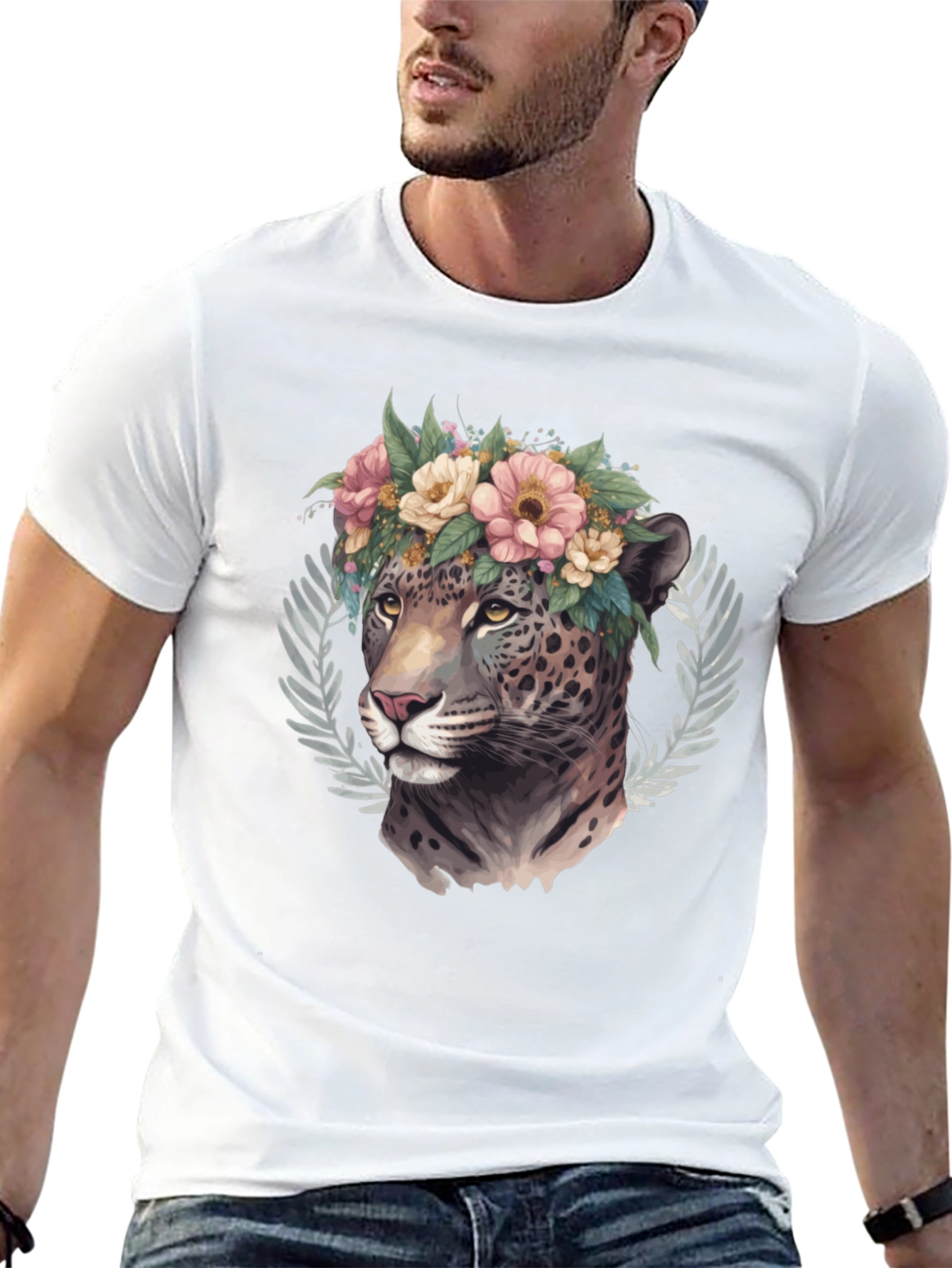 Floral Jaguar Graphic Tee - Stylish & Unique