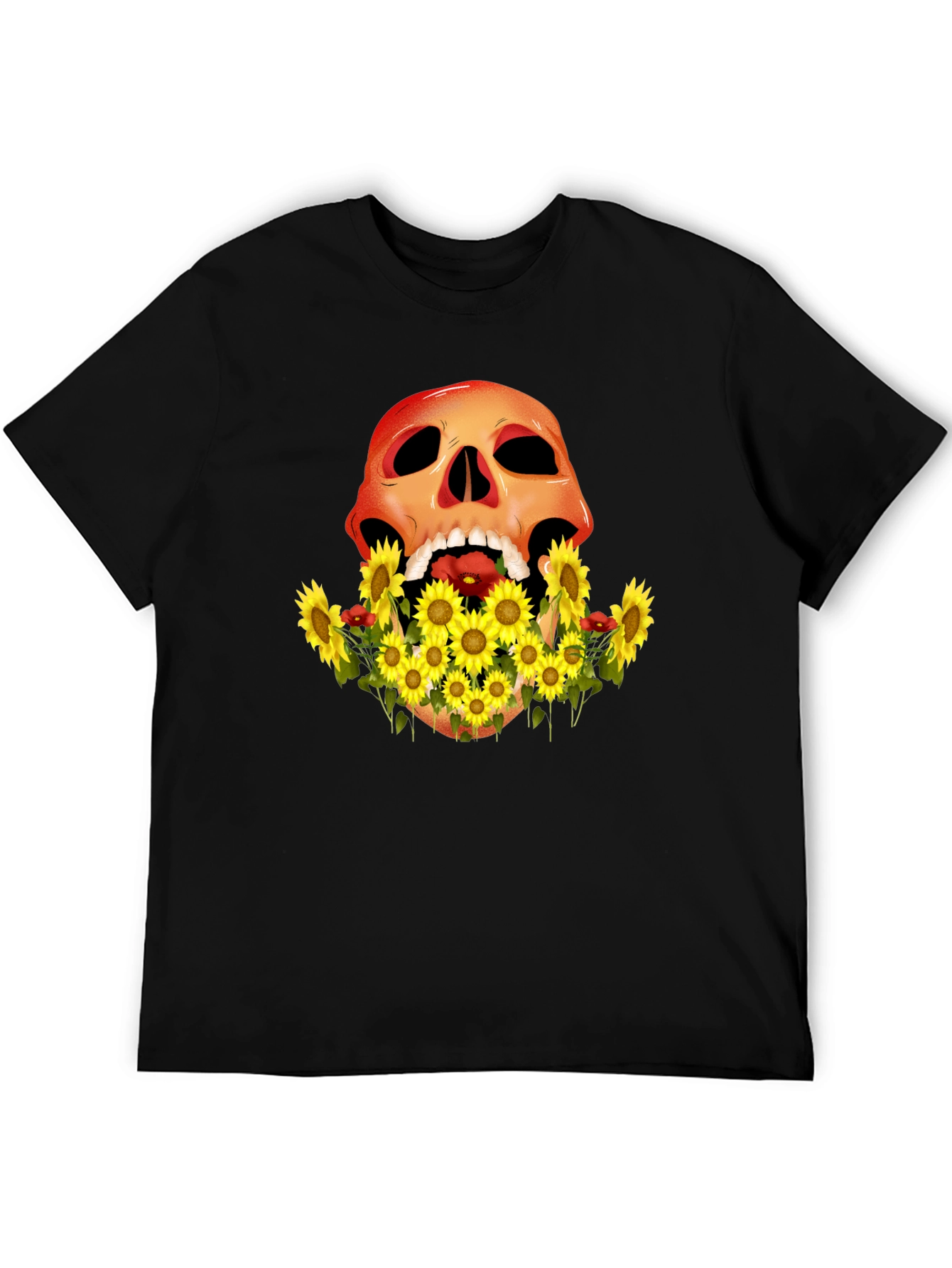 Skull & Sunflower Graphic Tee - Mens Black T-Shirt