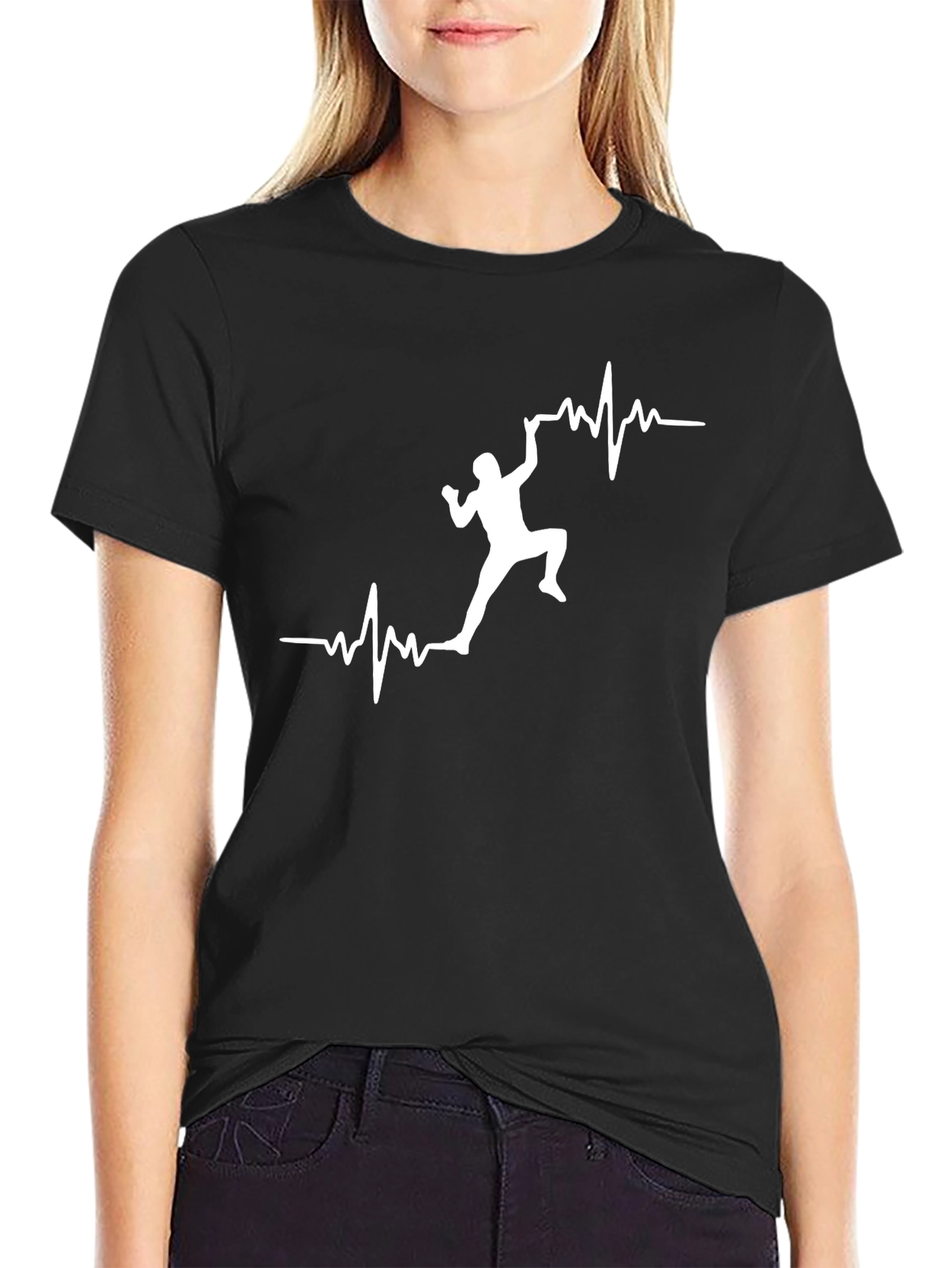 Climbing Heartbeat T-Shirt - Black Graphic Tee