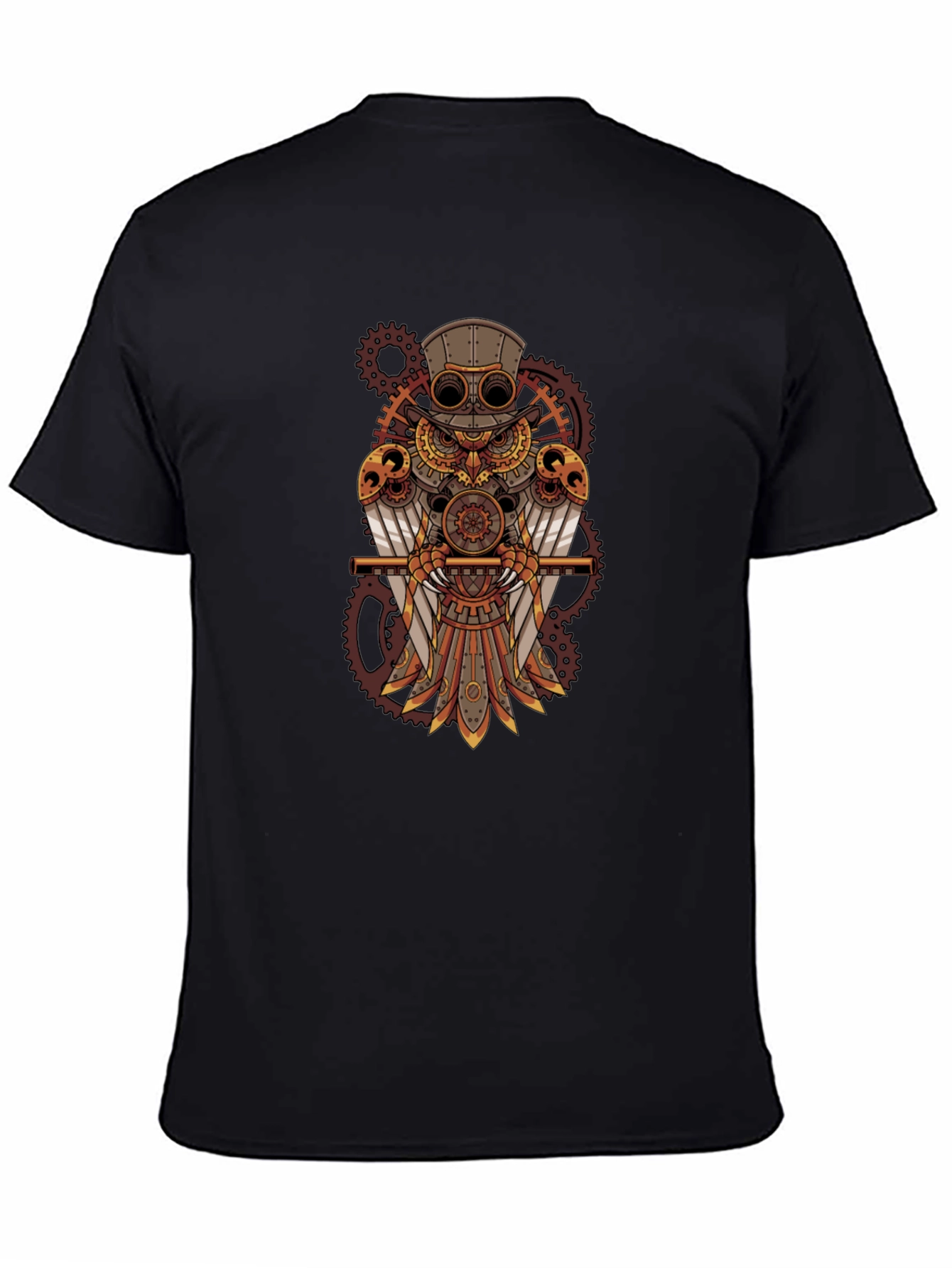 Steampunk Owl Graphic Tee - Mechanical Bird Design
