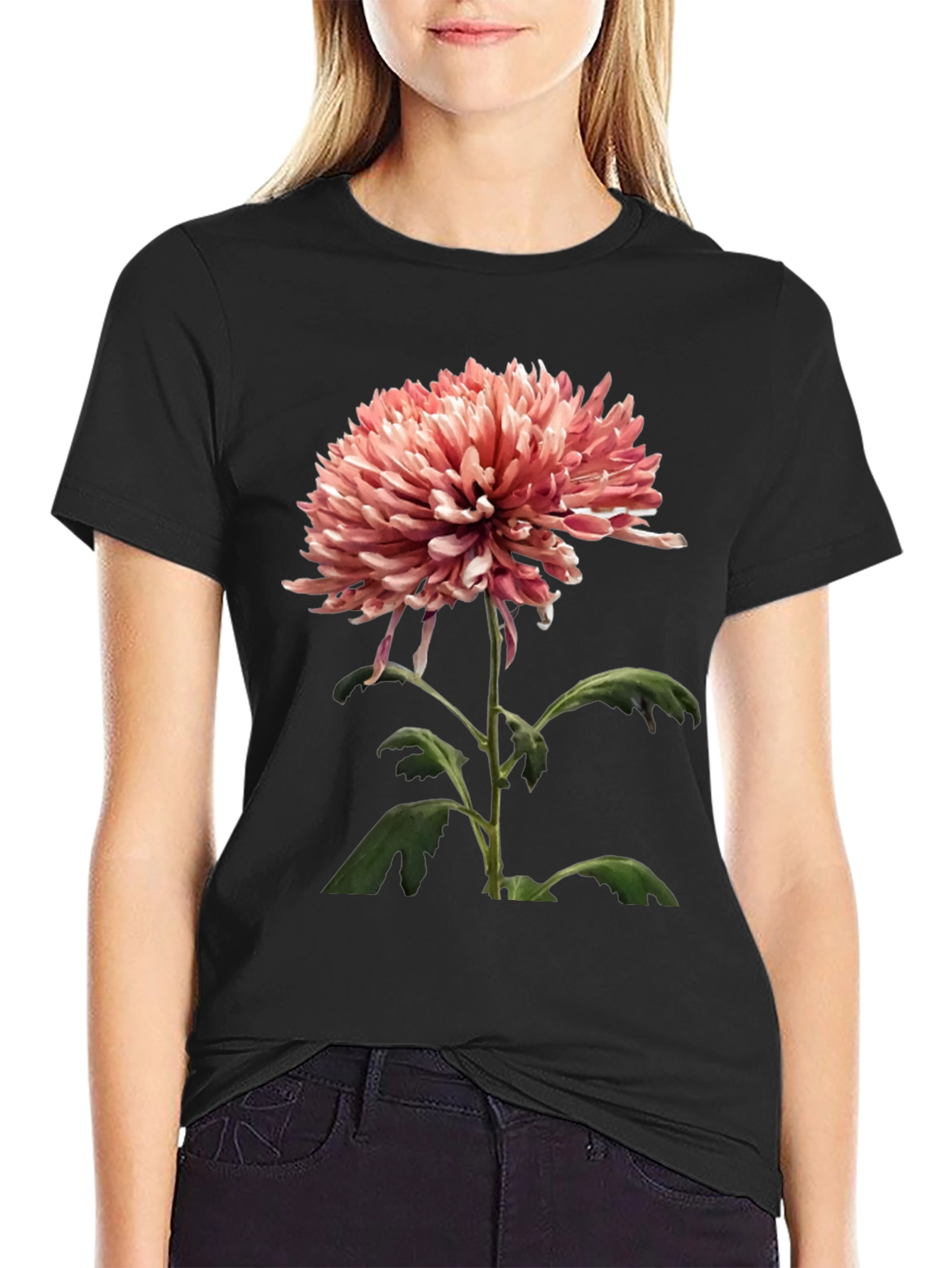 Floral Graphic Tee - Stylish Mens Black T-Shirt