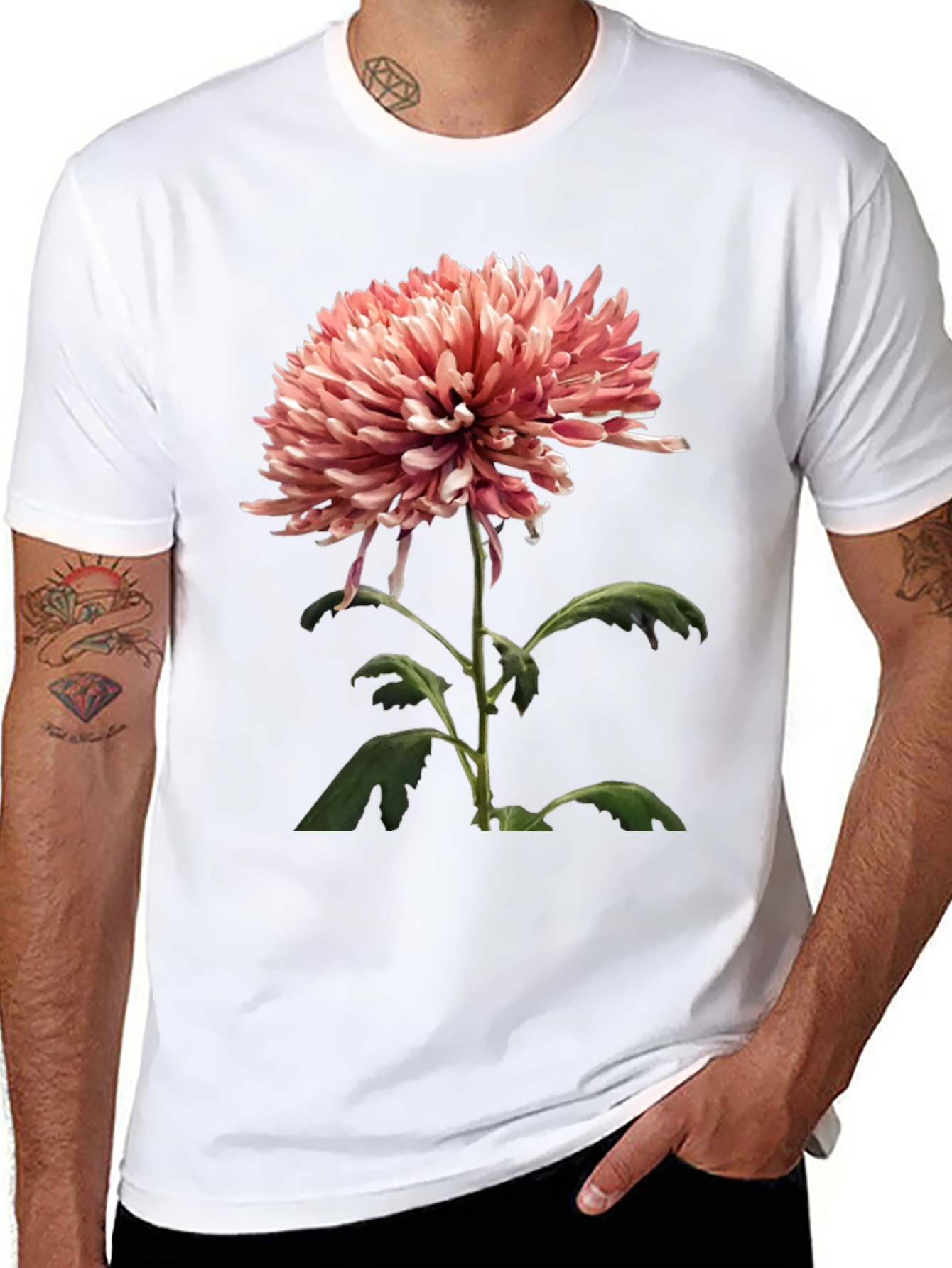 Floral Graphic Tee - Stylish Mens Black T-Shirt