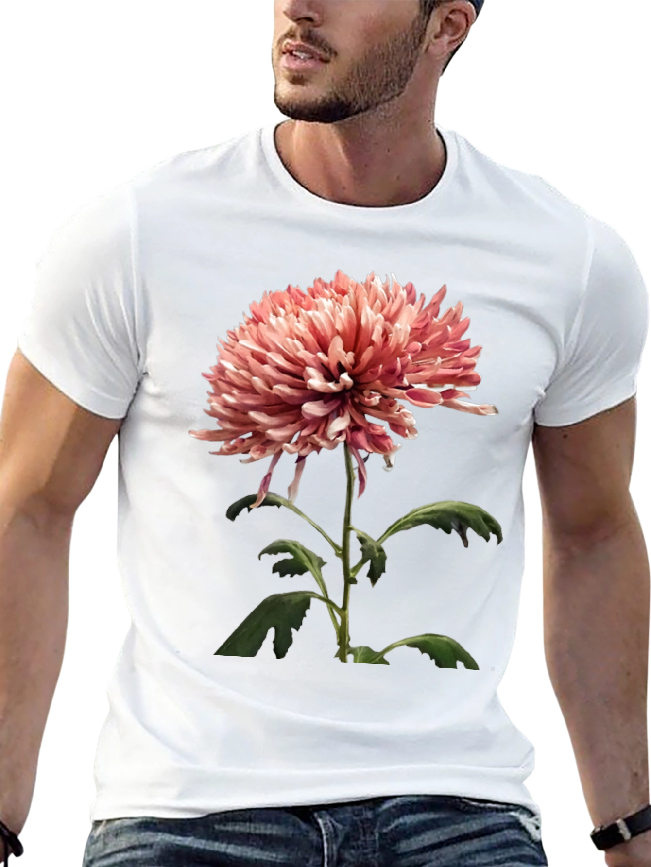 Floral Graphic Tee - Stylish Mens Black T-Shirt