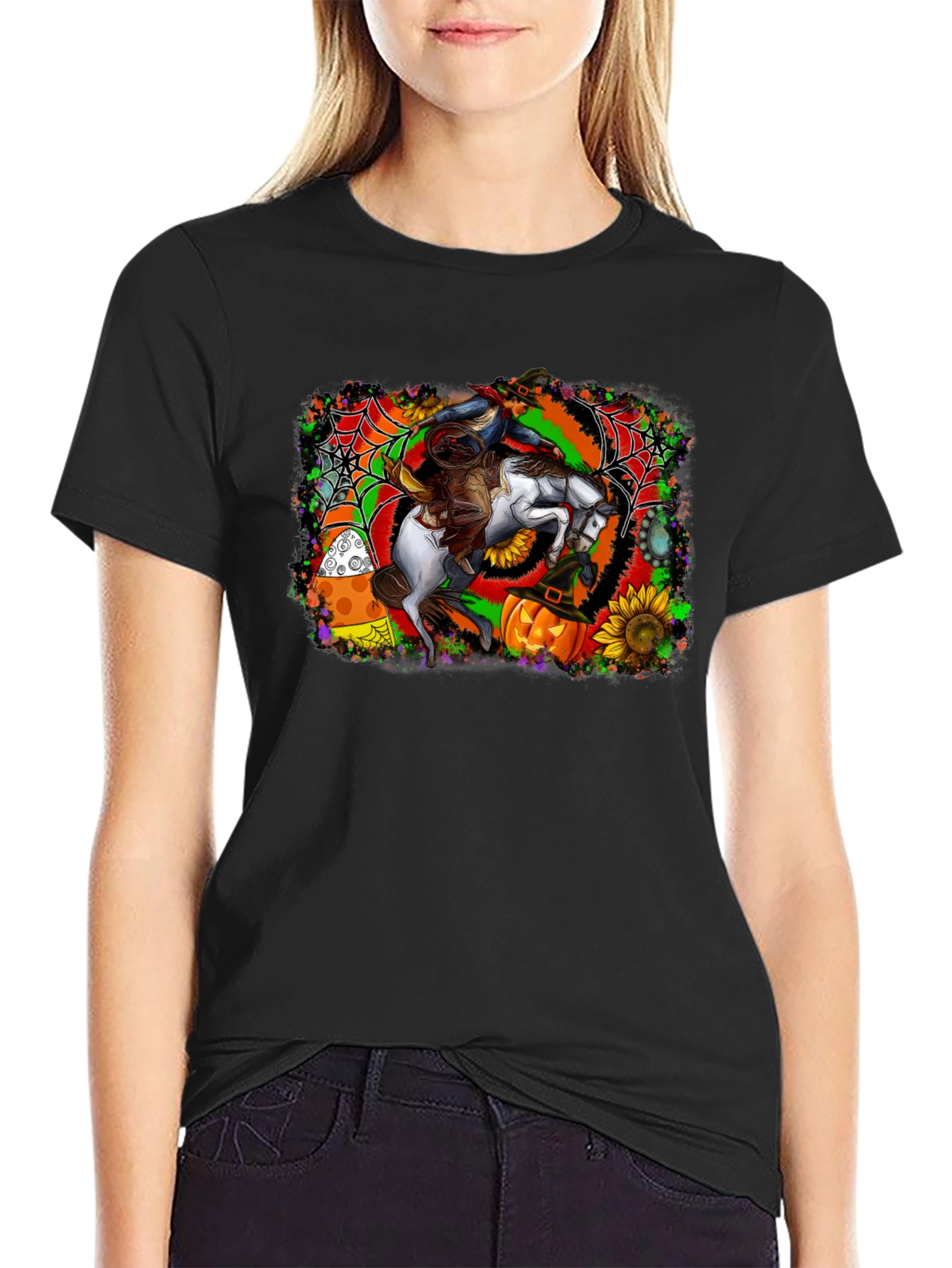 Halloween Horse Rider T-Shirt - Spooky Season Apparel