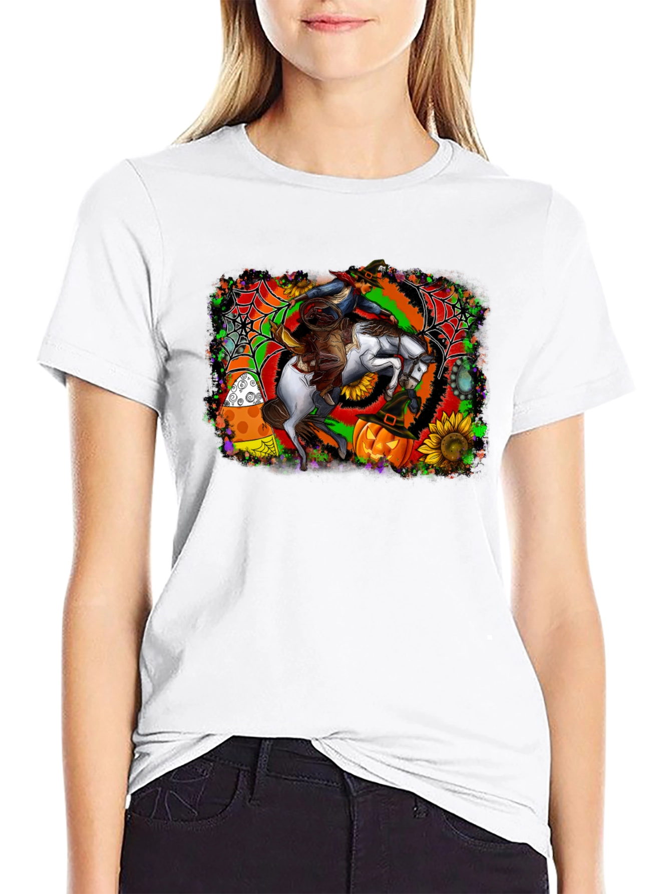 Halloween Horse Rider T-Shirt - Spooky Season Apparel
