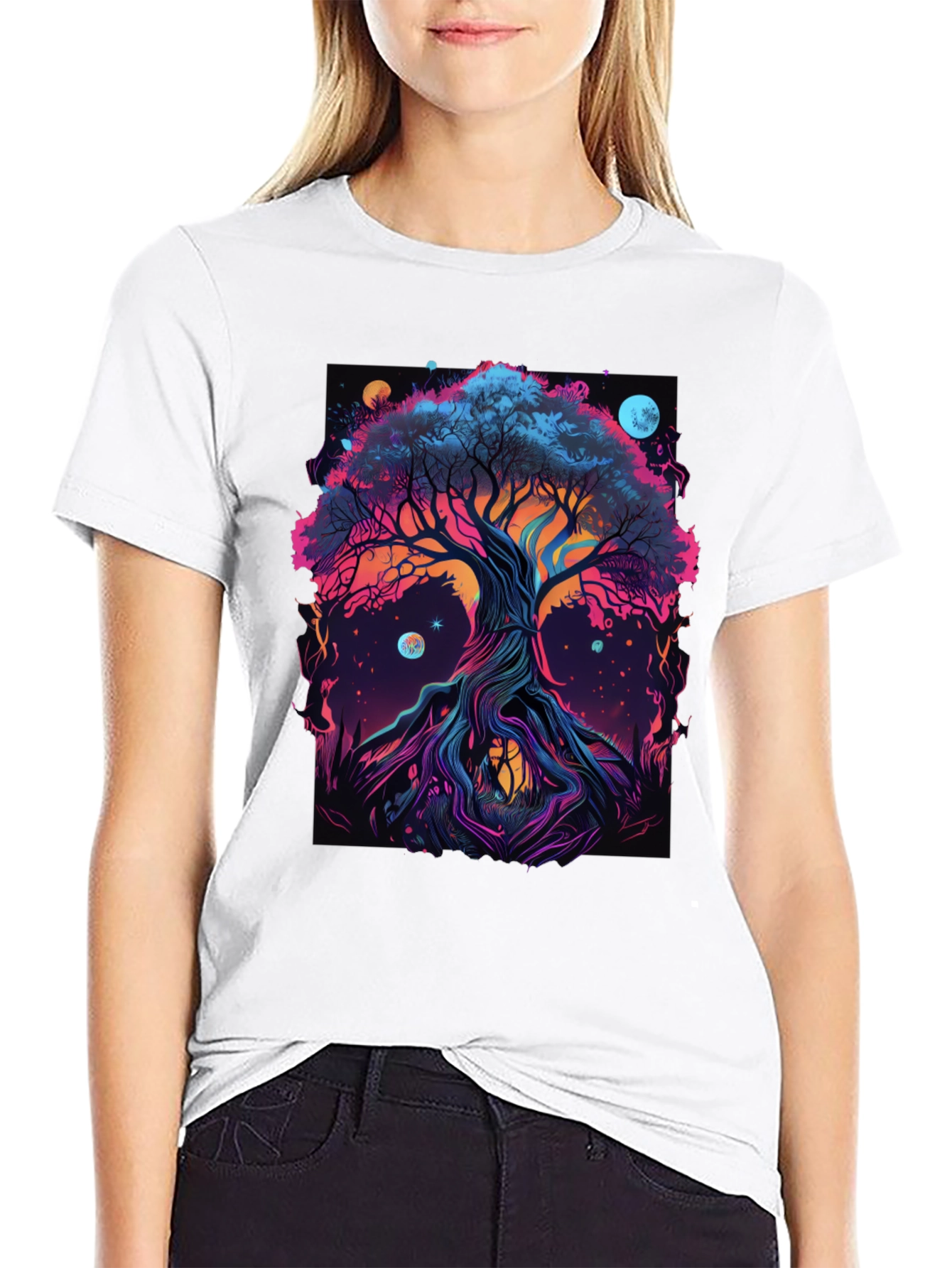 Cosmic Tree Graphic Tee - Black