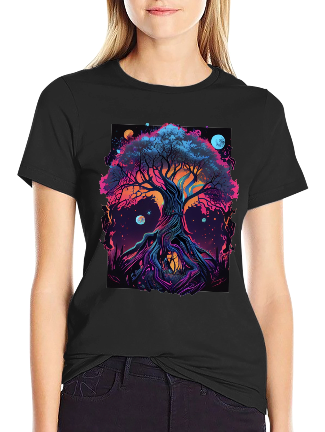 Cosmic Tree Graphic Tee - Black
